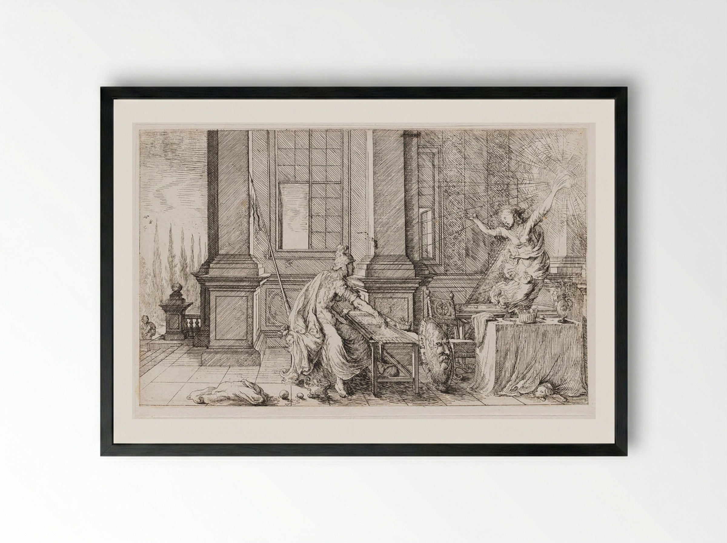 Arachne Is Transformed into a Spider - Johann Wilhelm Baur - Framed Print Black