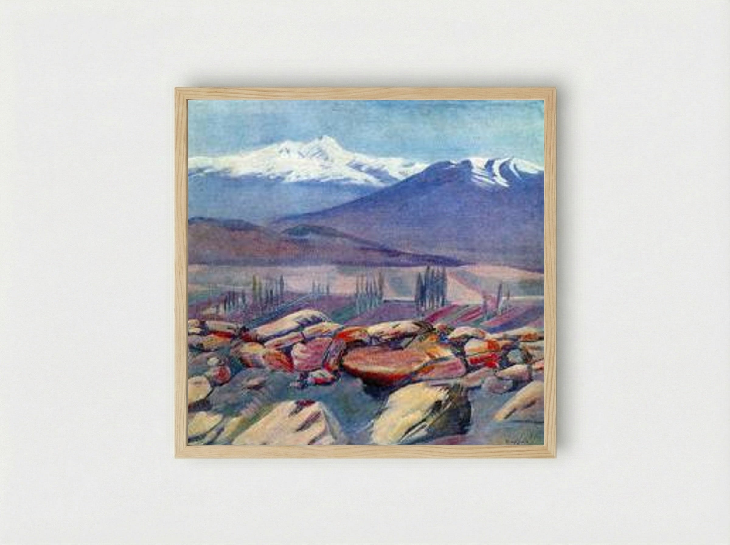 Aragats and Mount Ara - Martiros Saryan - Framed Print Wood