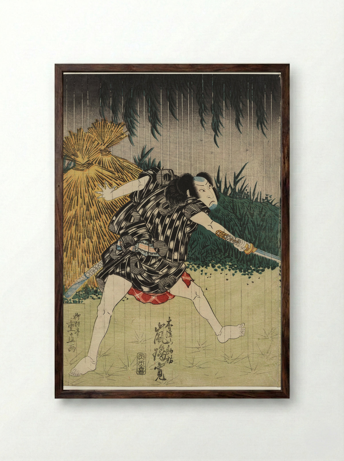 Arashi Rikan II as Kizu Kansuke - Shigenao - Framed Print Dark Wood