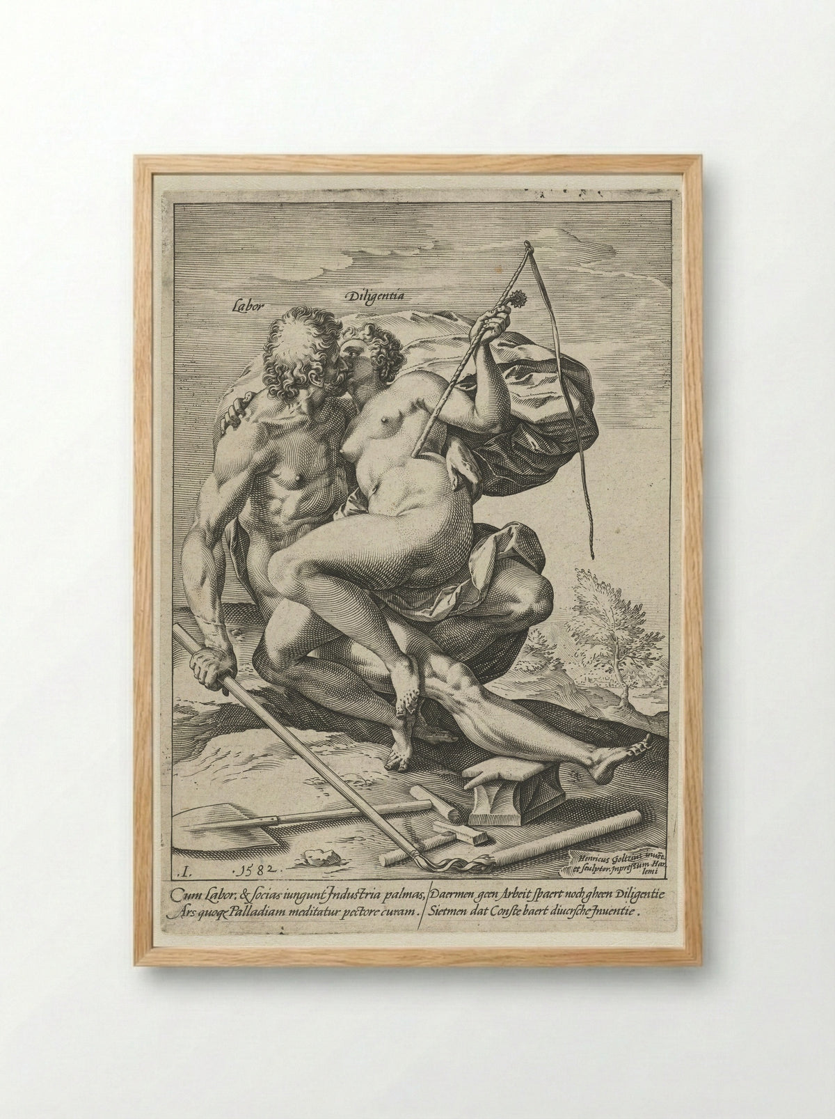 Arbeid en Vlijt (Labor and Diligence) - Hendrick Goltzius - Framed Print Wood