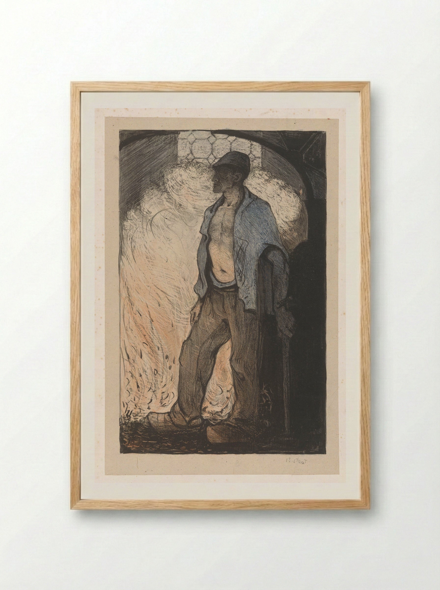 Arbeider bij een vuur - Richard Nicolaüs Roland Holst - Framed Print Wood