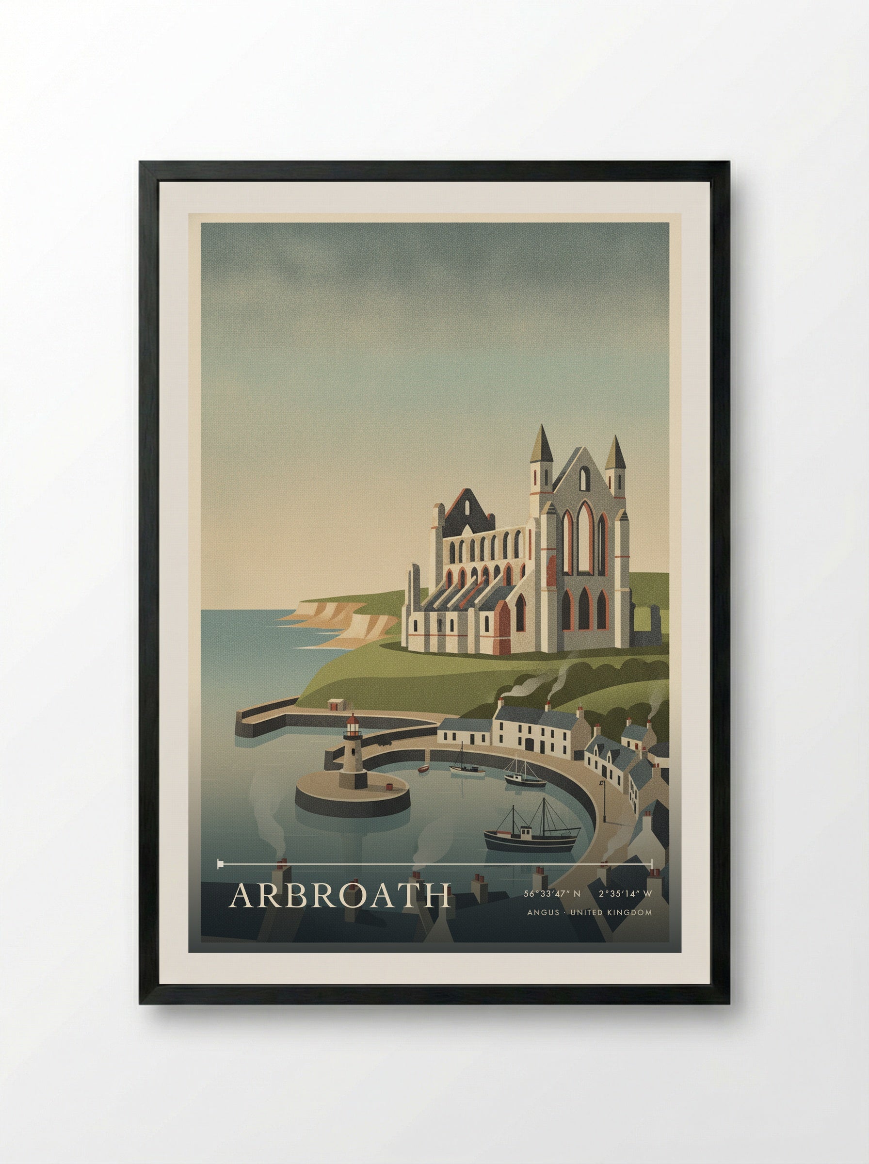 Arbroath Angus United Kingdom Travel Poster - Framed Print Black