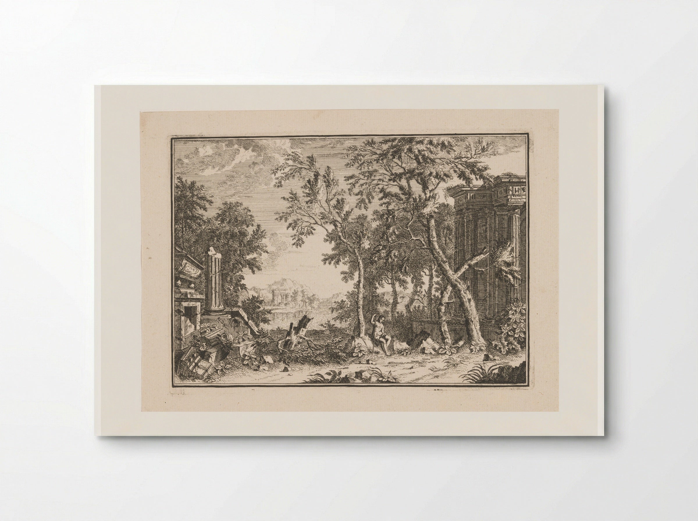 Arcadian Landscape with Shepherd Among Ruins - Louis Fabritius Dubourg - Poster