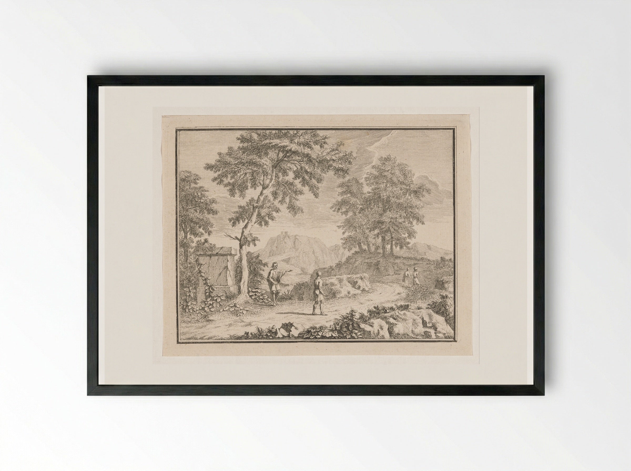 Arcadian Landscape with a Man Pointing the Way - Louis Fabritius Dubourg - Framed Print Black