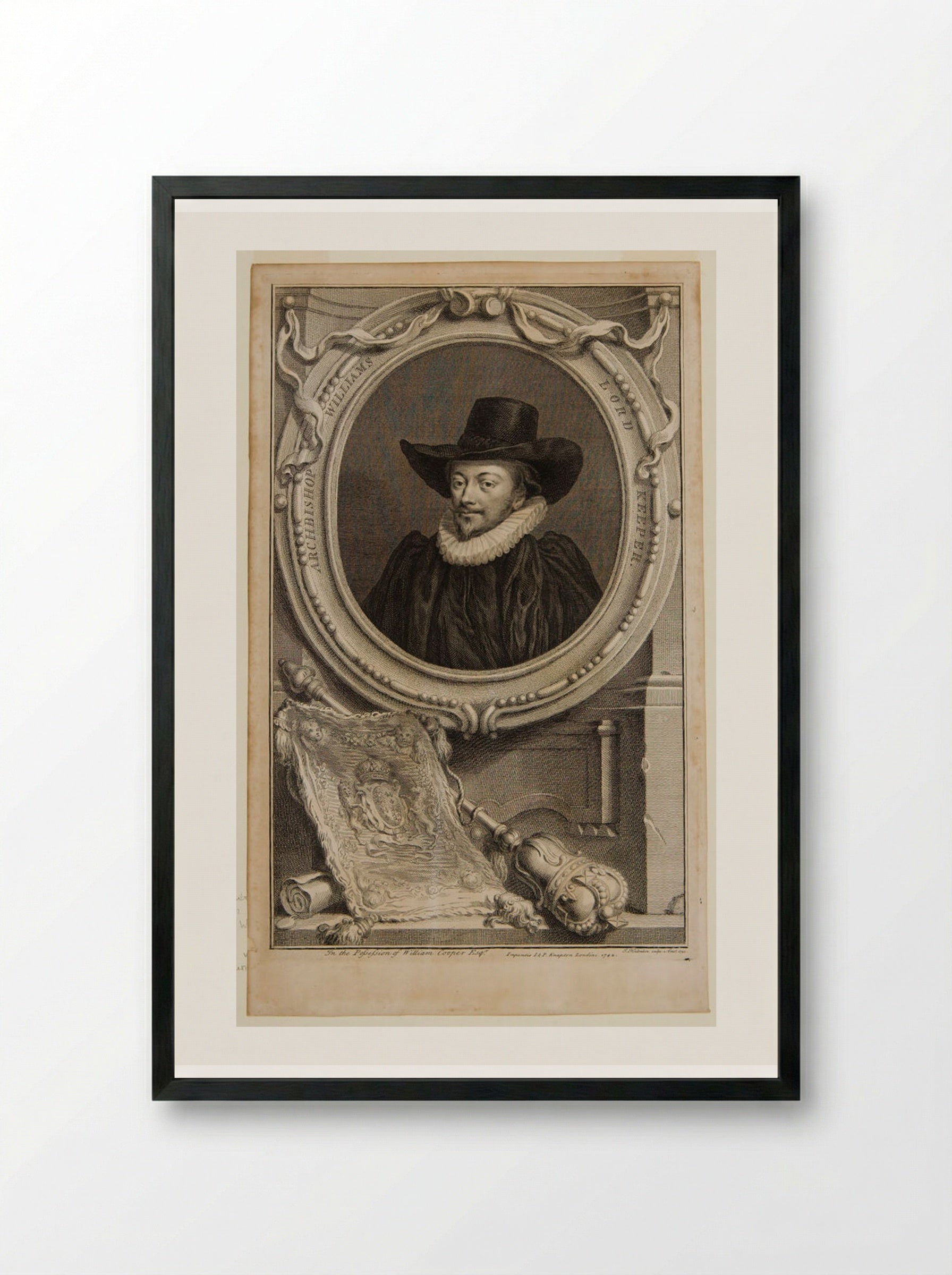 Archbishop Williams, Lord Keeper - Jacobus Houbraken - Framed Print Black