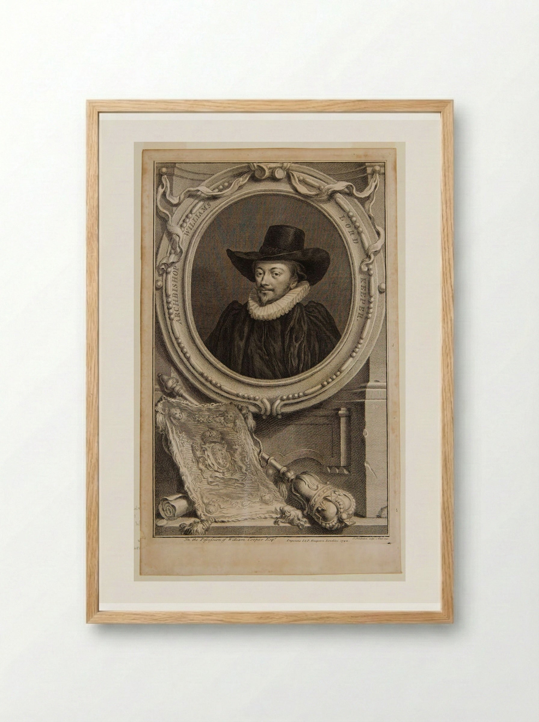 Archbishop Williams, Lord Keeper - Jacobus Houbraken - Framed Print Wood