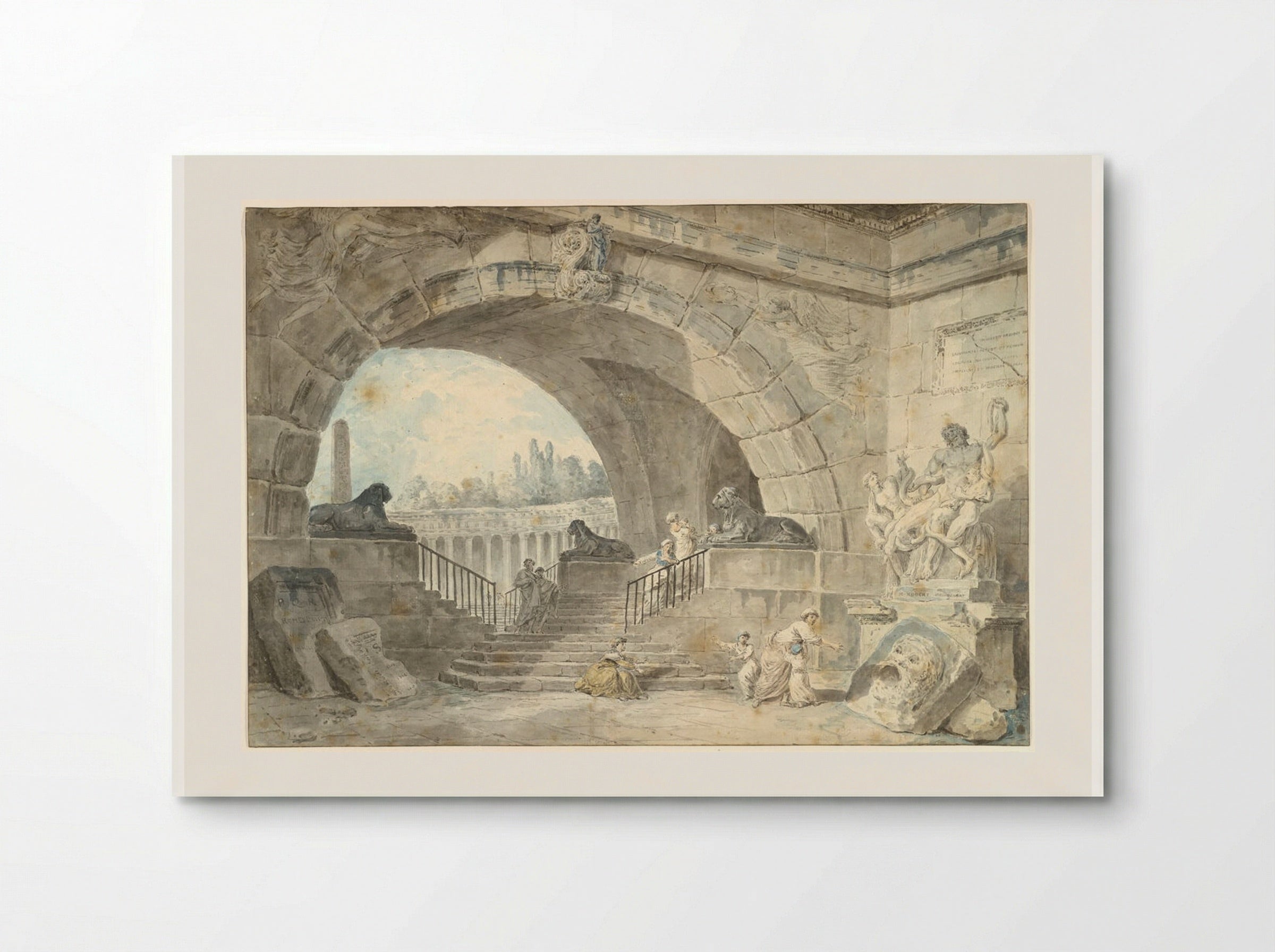 Architectural Capriccio with the Laocoön - Hubert Robert - Poster