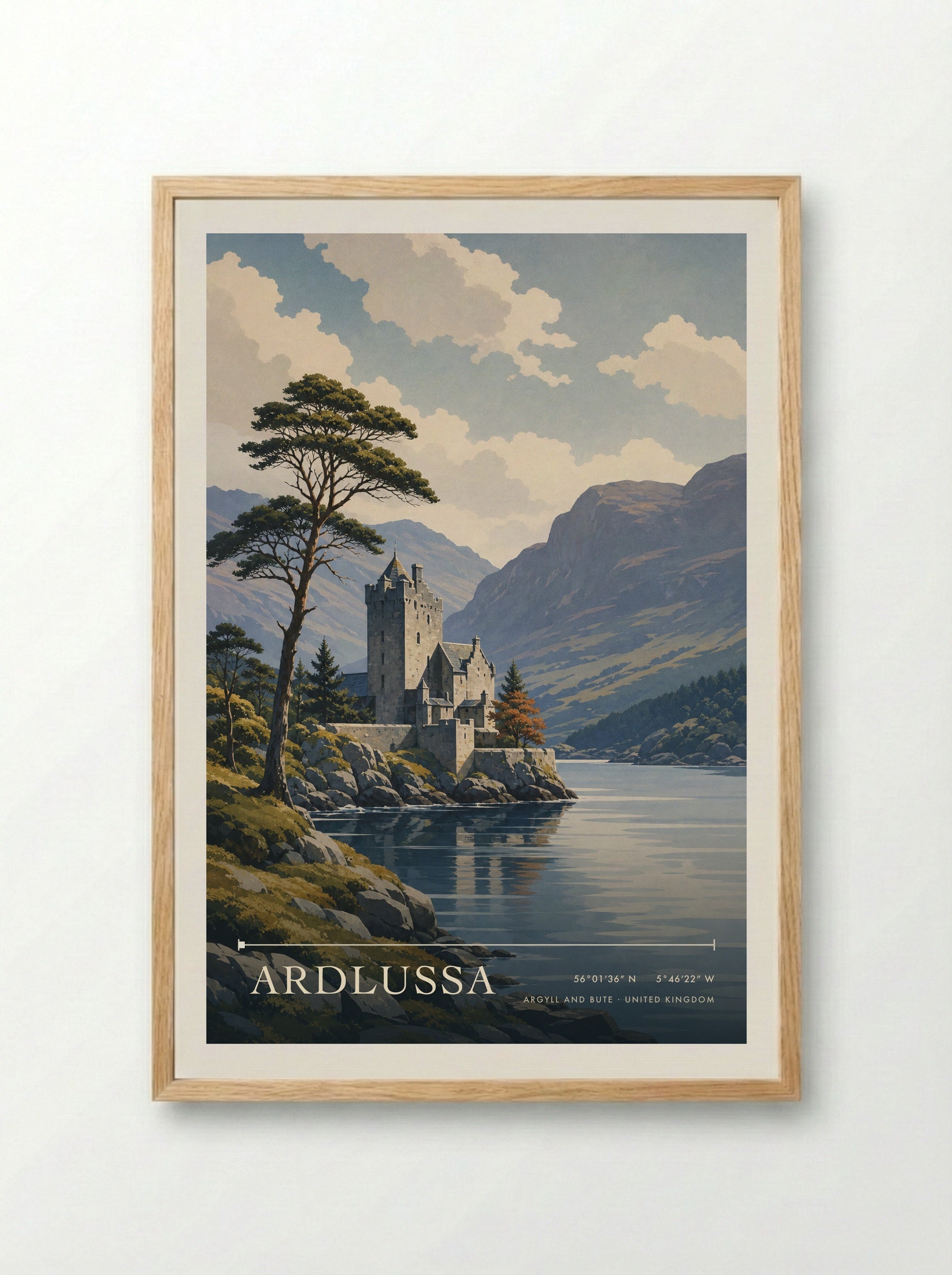 Ardlussa Argyll and Bute United Kingdom Travel Poster - Framed Print Wood
