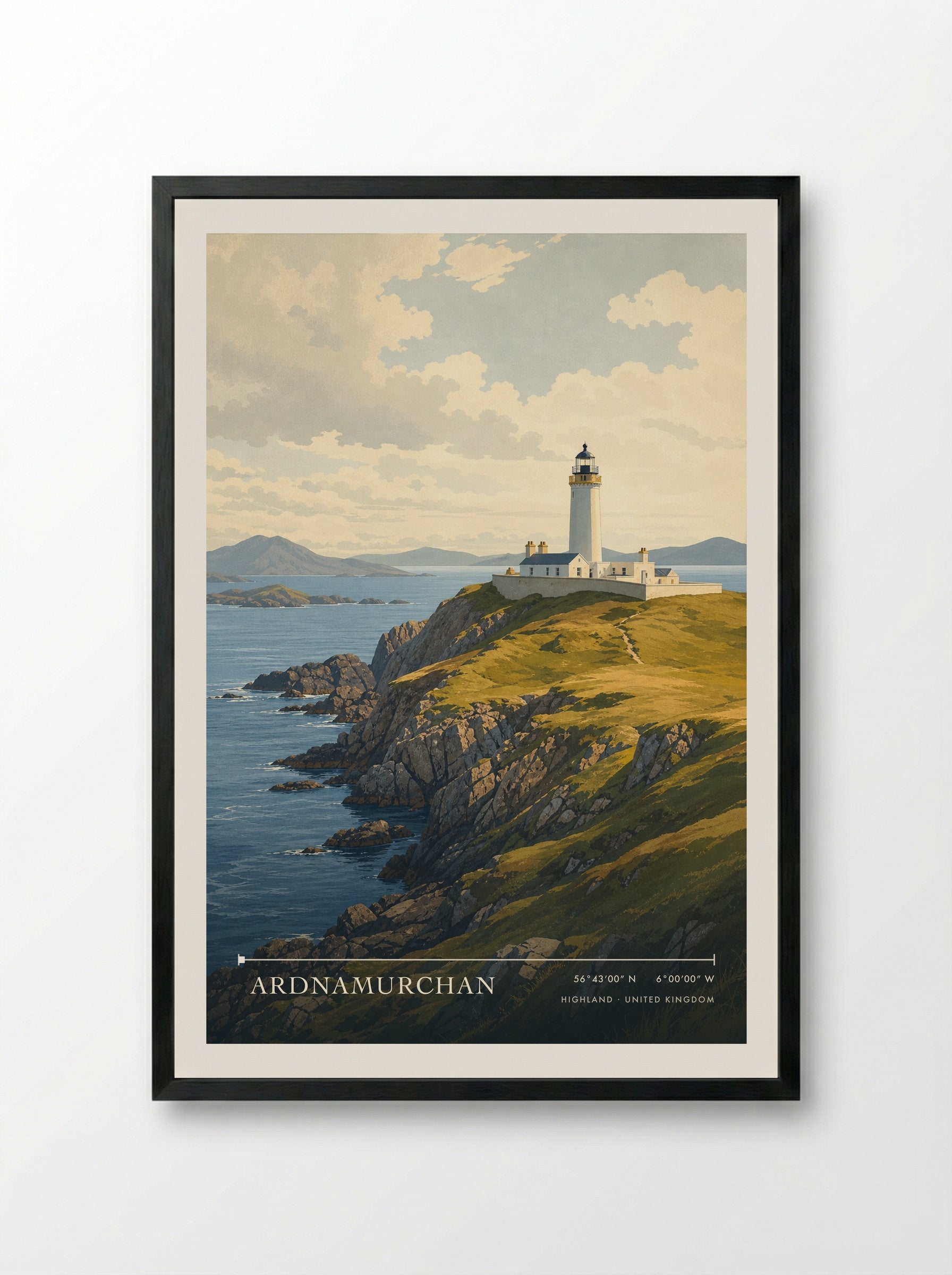 Ardnamurchan Highland United Kingdom Travel Poster - Framed Print Black