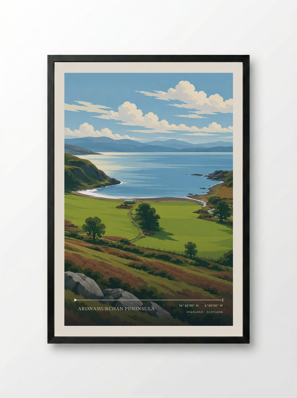 Ardnamurchan Peninsula, Highland | Travel Poster - Framed Print Black