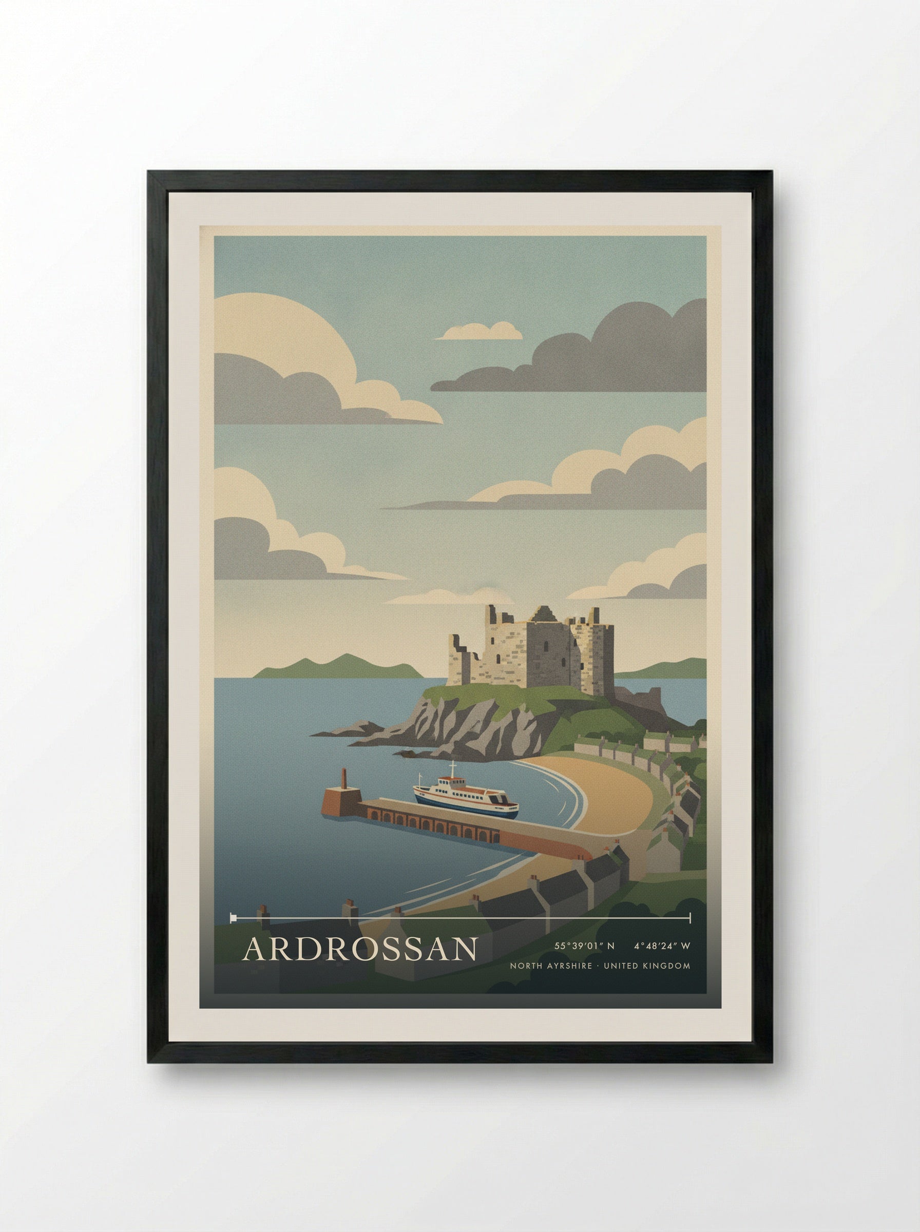 Ardrossan North Ayrshire United Kingdom Travel Poster - Framed Print Black