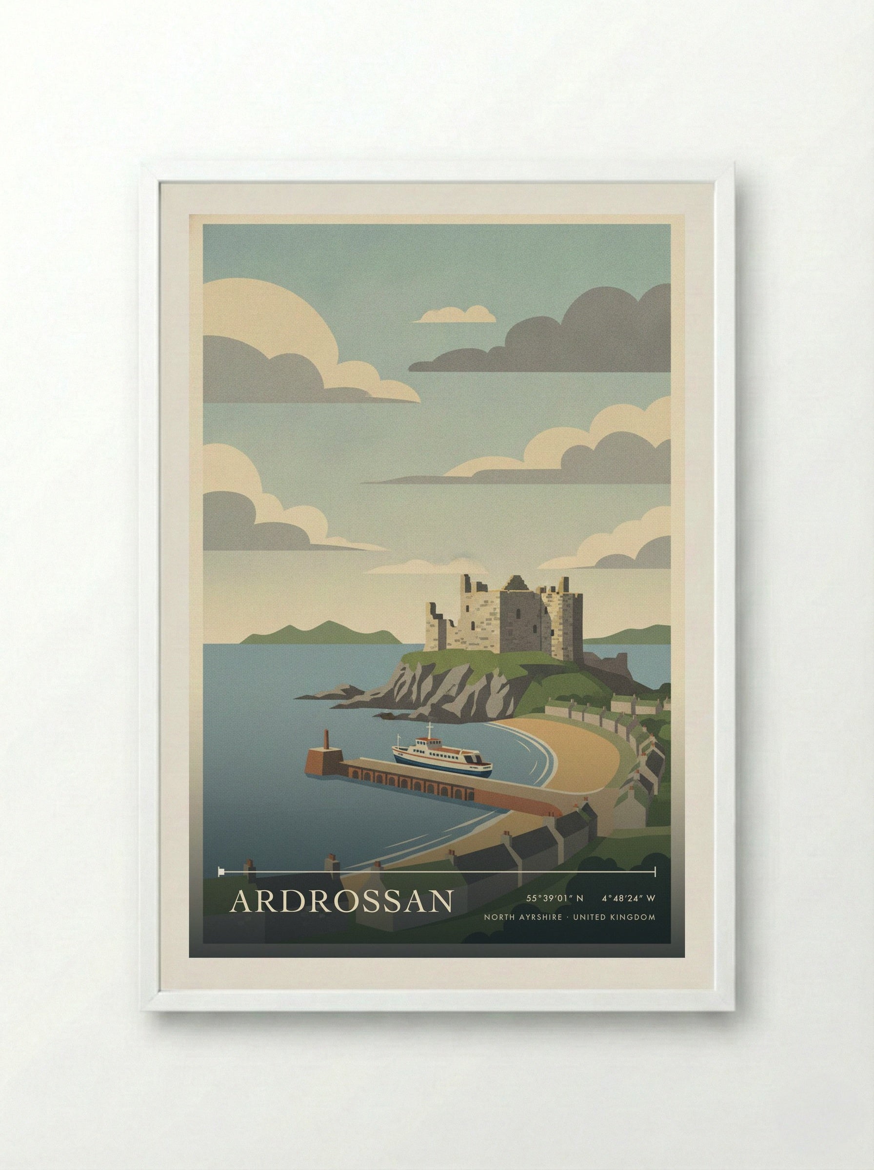 Ardrossan North Ayrshire United Kingdom Travel Poster - Framed Print White