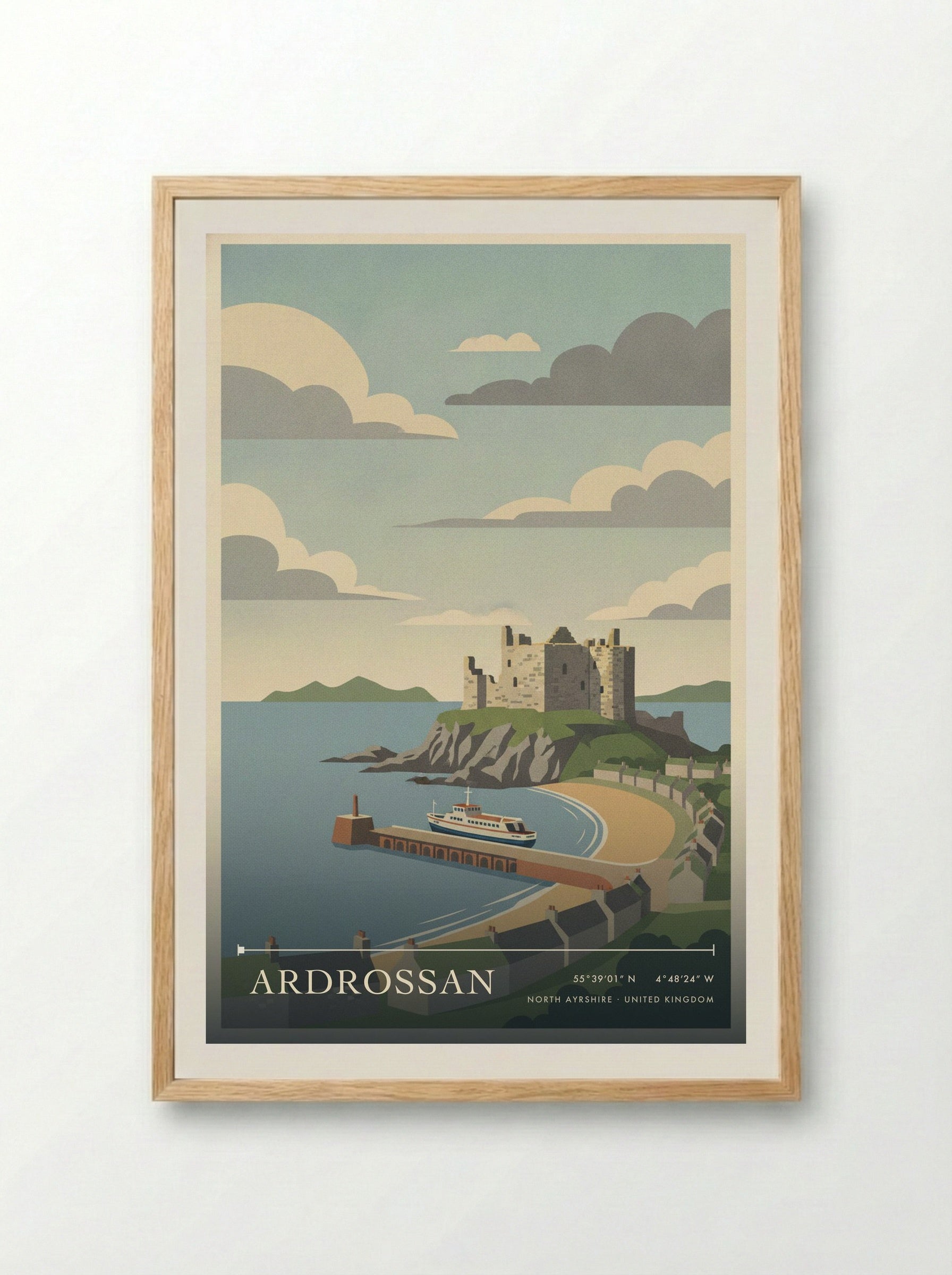 Ardrossan North Ayrshire United Kingdom Travel Poster - Framed Print Wood
