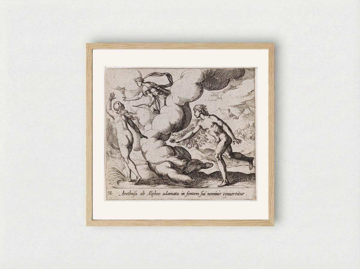 Arethusa Chased by Alpheus - Antonio Tempesta - Framed Print Wood