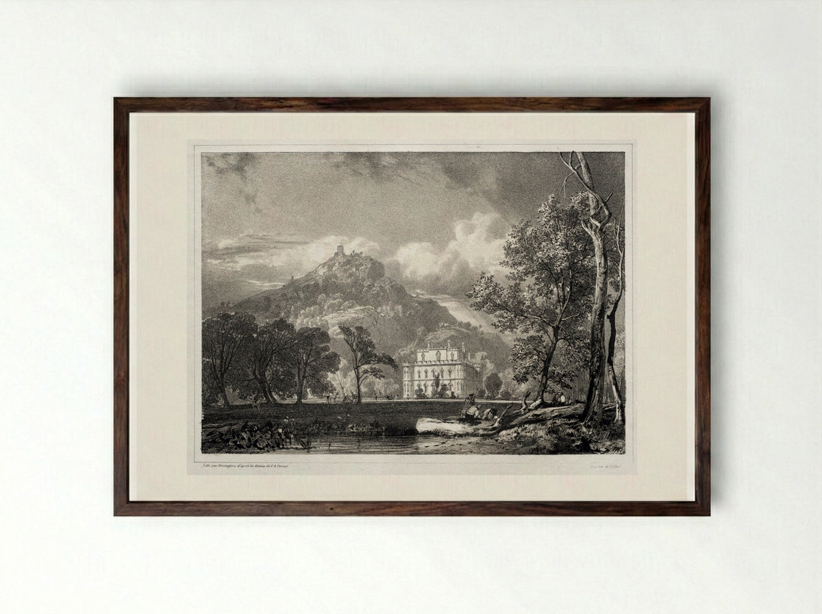 Argyle Castle - Richard Parkes Bonington - Framed Print Dark Wood