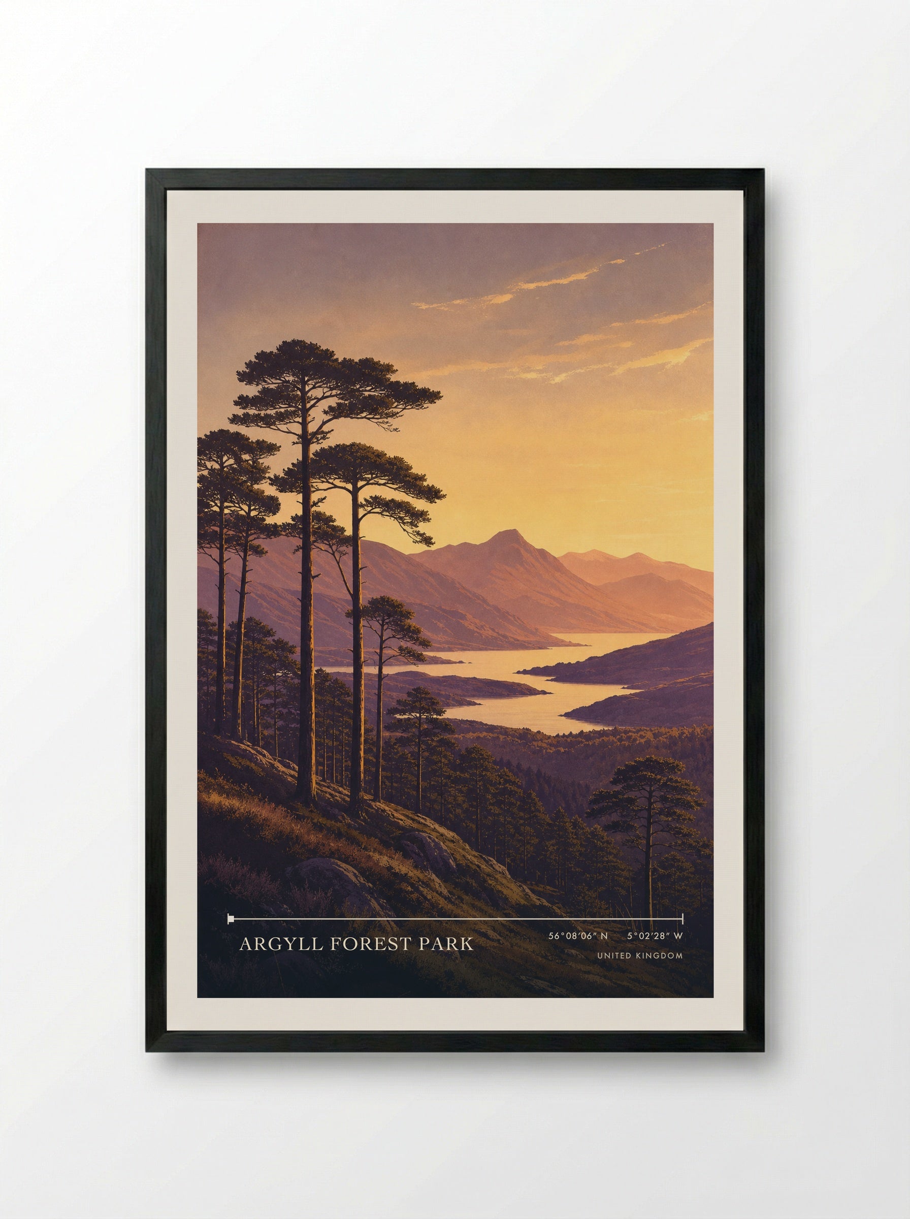 Argyll Forest Park United Kingdom Travel Poster - Framed Print Black