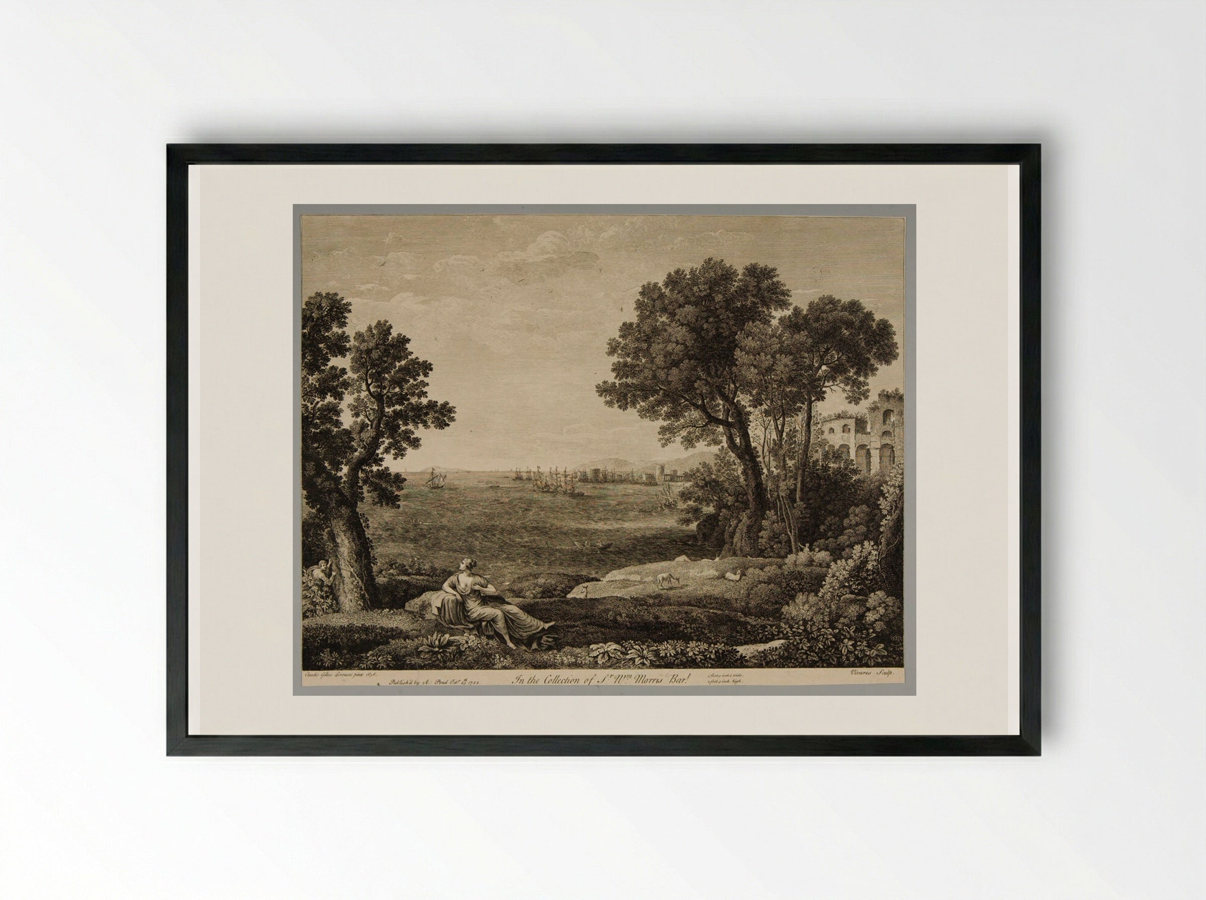 Ariadne and Bacchus - François Vivares - Framed Print Black