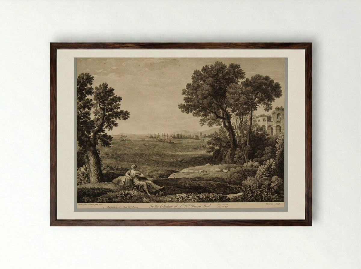 Ariadne and Bacchus - François Vivares - Framed Print Dark Wood