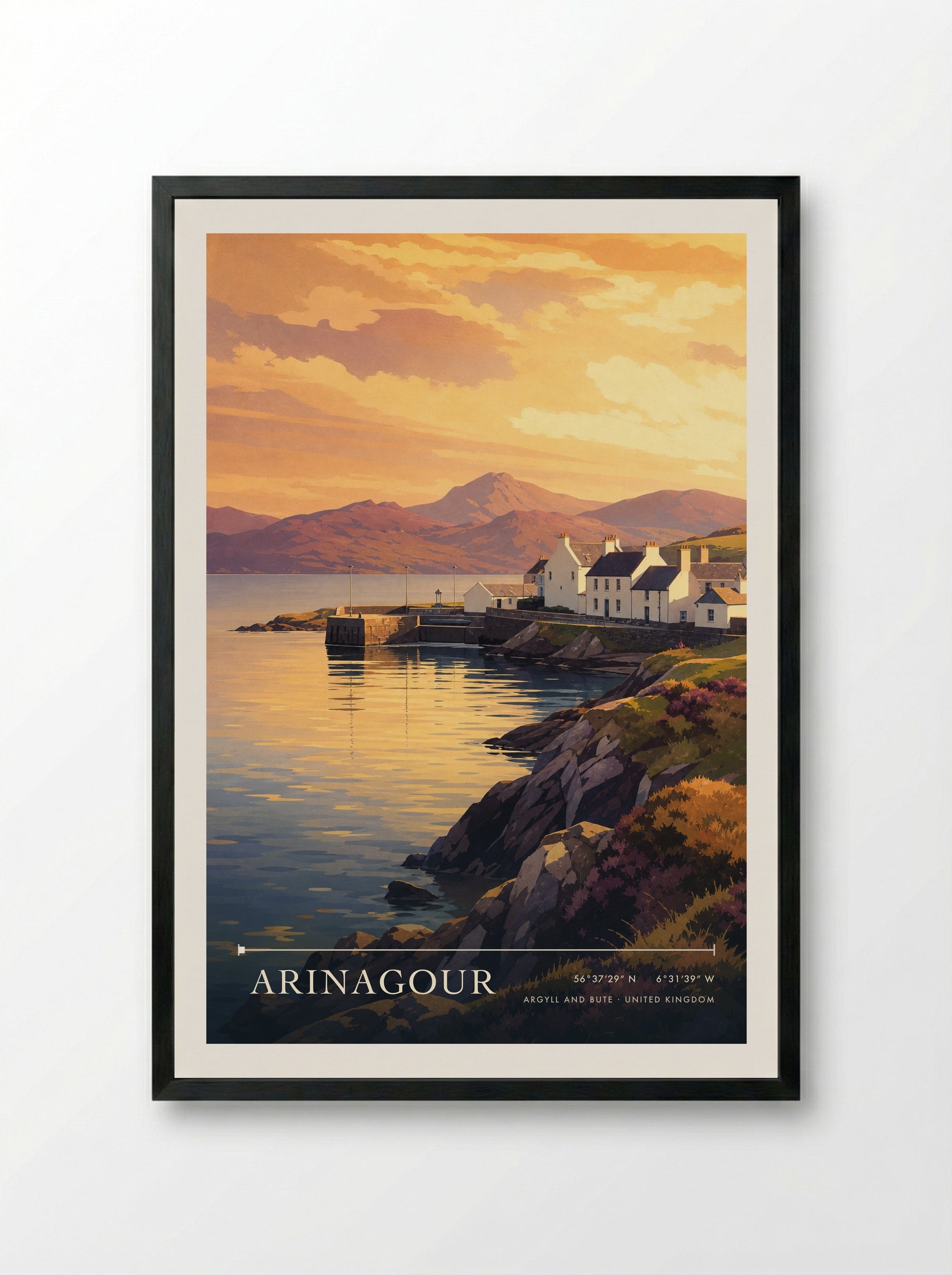 Arinagour Argyll and Bute United Kingdom Travel Poster - Framed Print Black