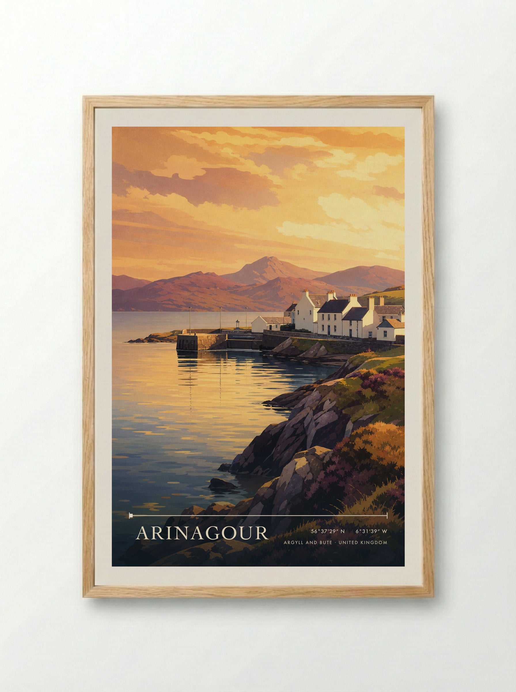 Arinagour Argyll and Bute United Kingdom Travel Poster - Framed Print Wood