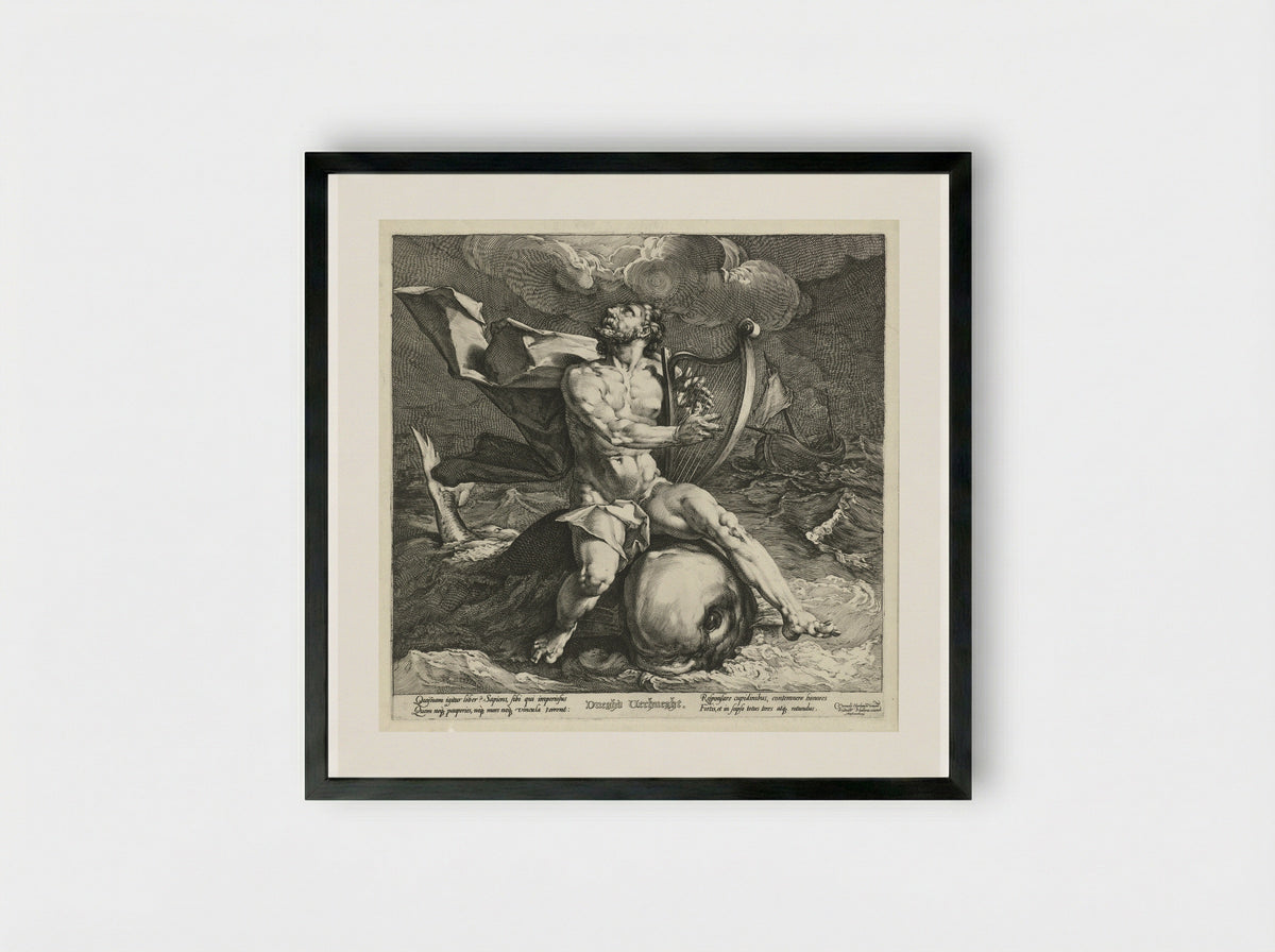 Arion on the Dolphin - Jan Harmensz. Muller - Framed Print Black