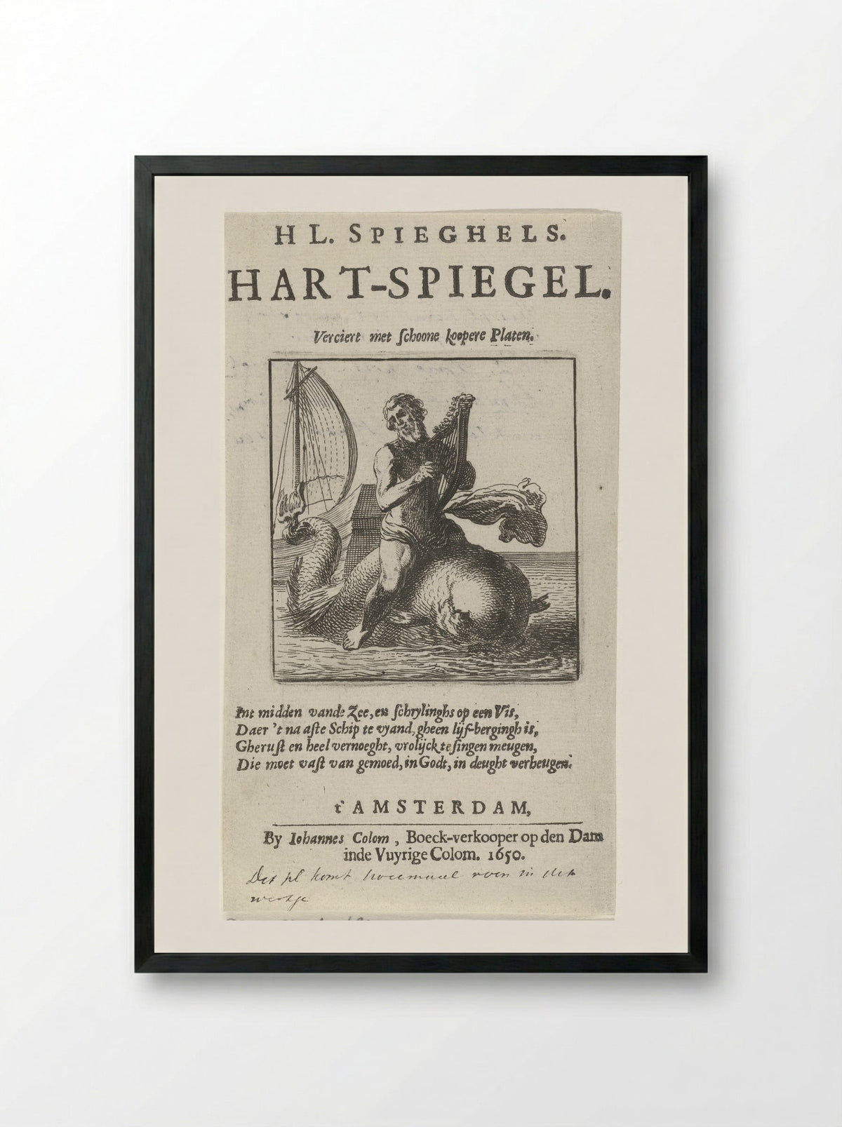 Arion on the Dolphin - Pieter Nolpe - Framed Print Black