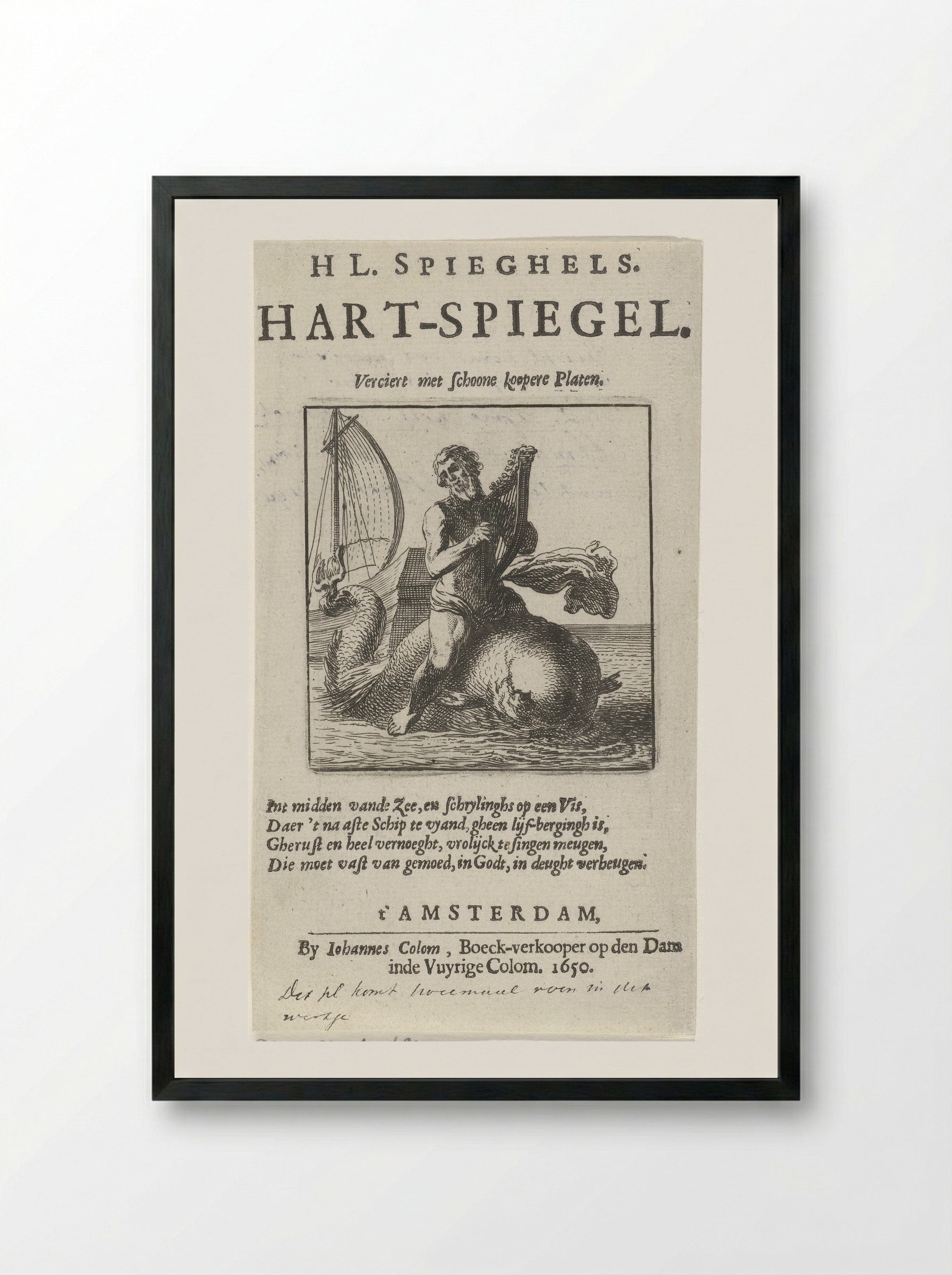 Arion on the Dolphin - Pieter Nolpe - Framed Print Black