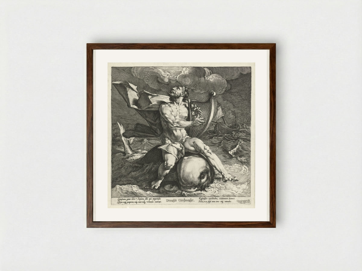 Arion on the Dolphin - Jan Harmensz. Muller - Framed Print Dark Wood