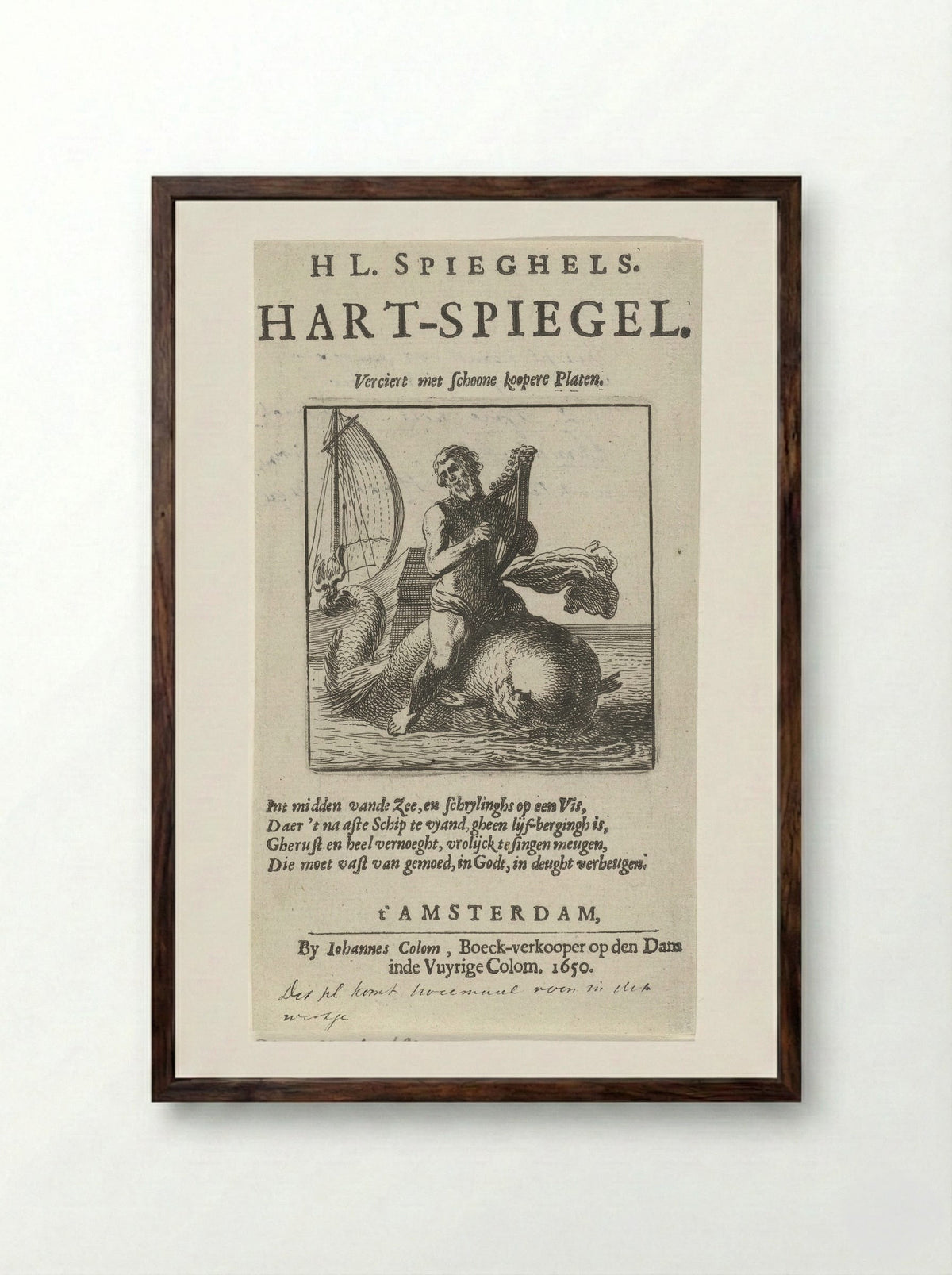 Arion on the Dolphin - Pieter Nolpe - Framed Print Dark Wood