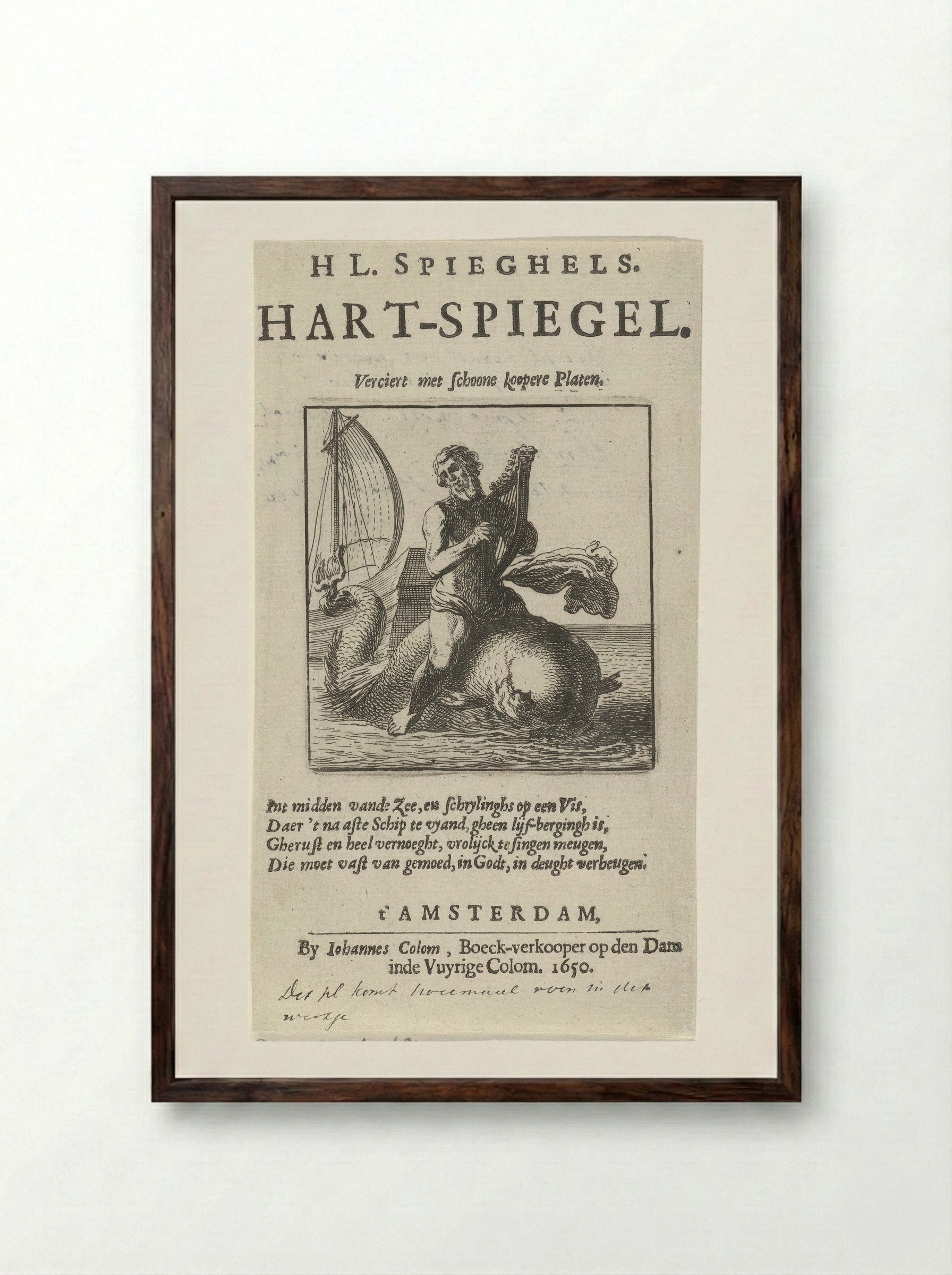 Arion on the Dolphin - Pieter Nolpe - Framed Print Dark Wood