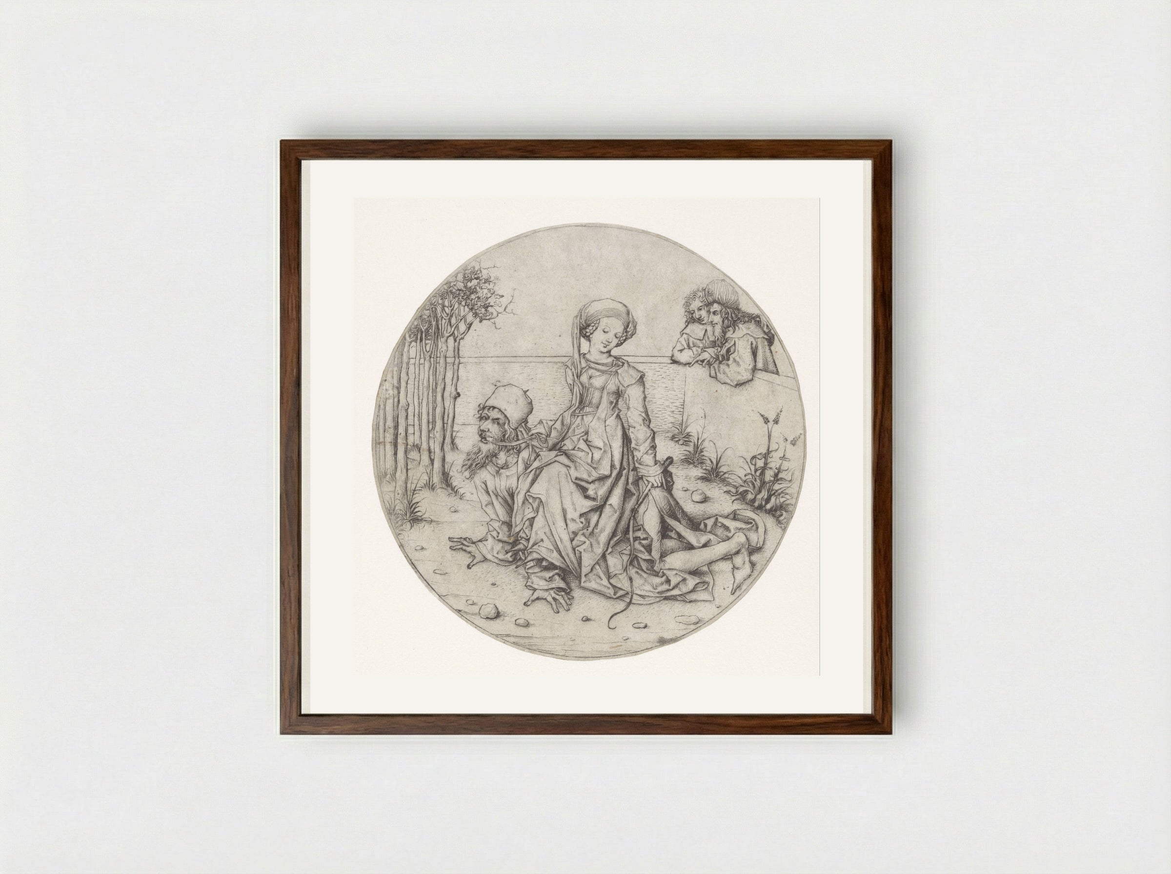 Aristoteles en Phyllis - Meester van het Amsterdamse Kabinet - Framed Print Dark Wood