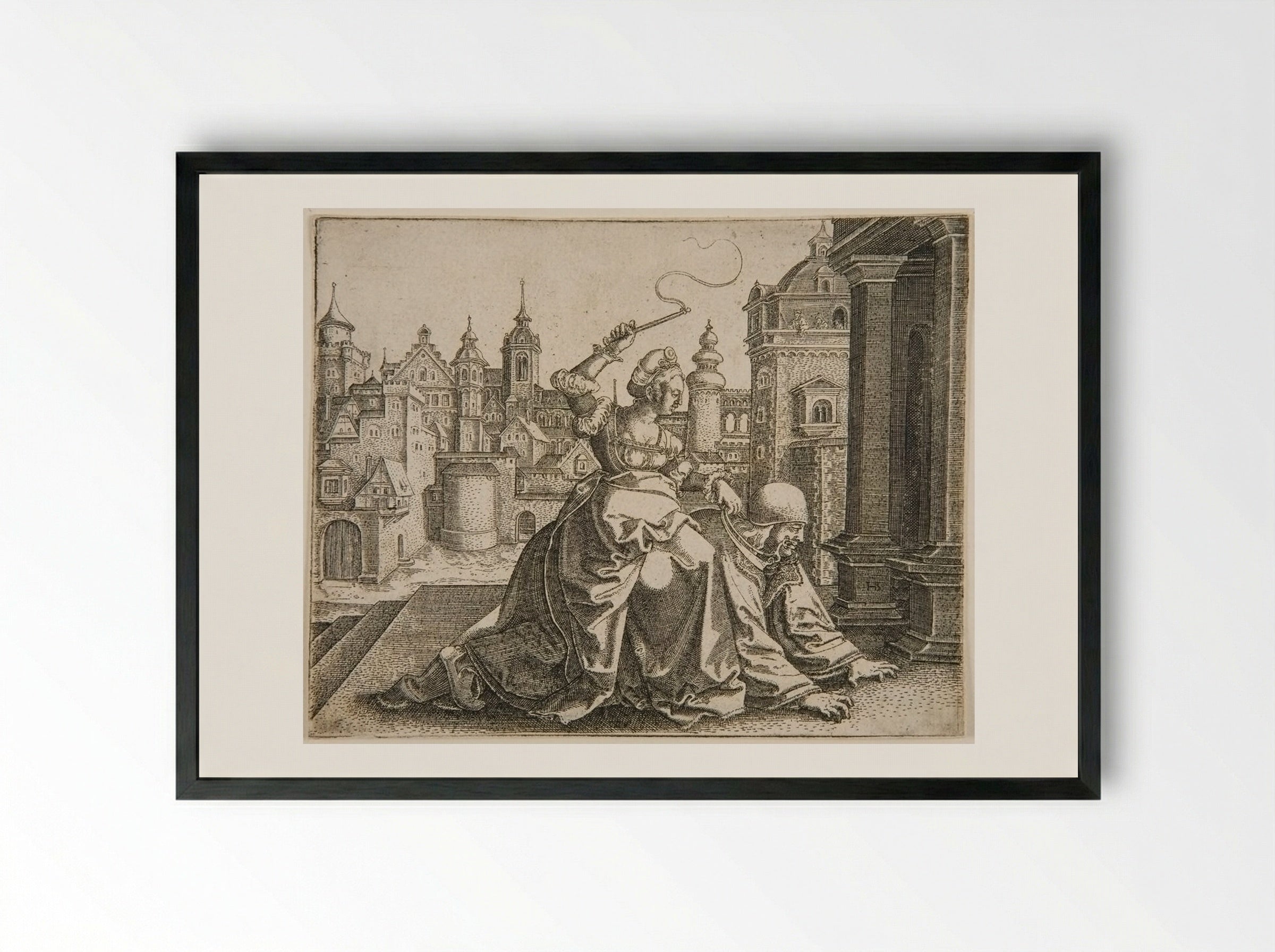 Aristotle and Phyllis - Hans Brosamer - Framed Print Black