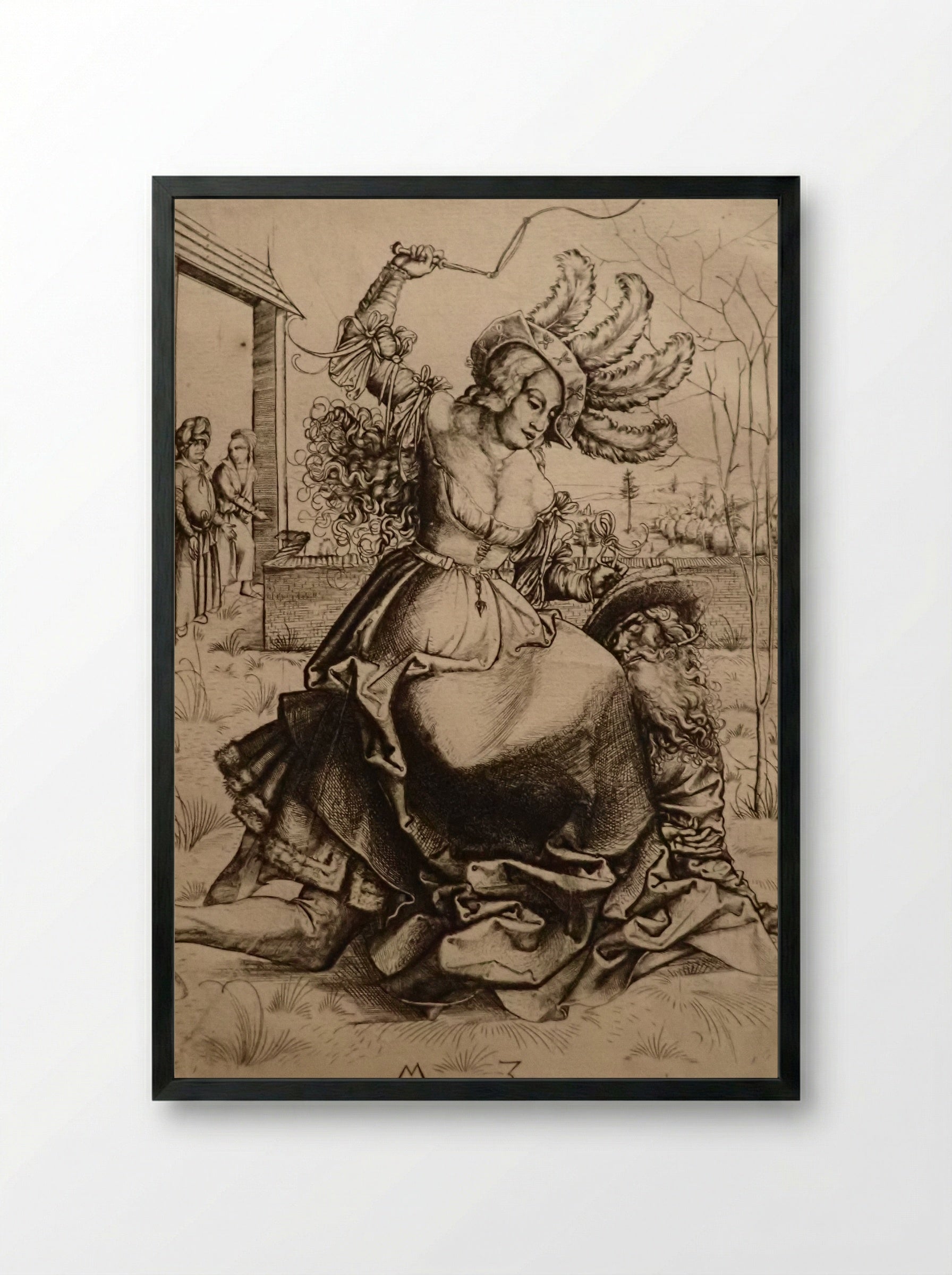 Aristotle and Phyllis - Master M. Z. - Framed Print Black