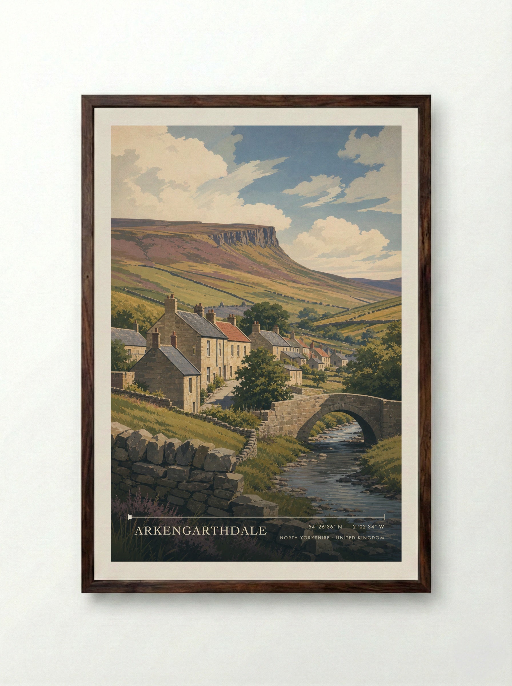 Arkengarthdale North Yorkshire United Kingdom Travel Poster - Framed Print Dark Wood