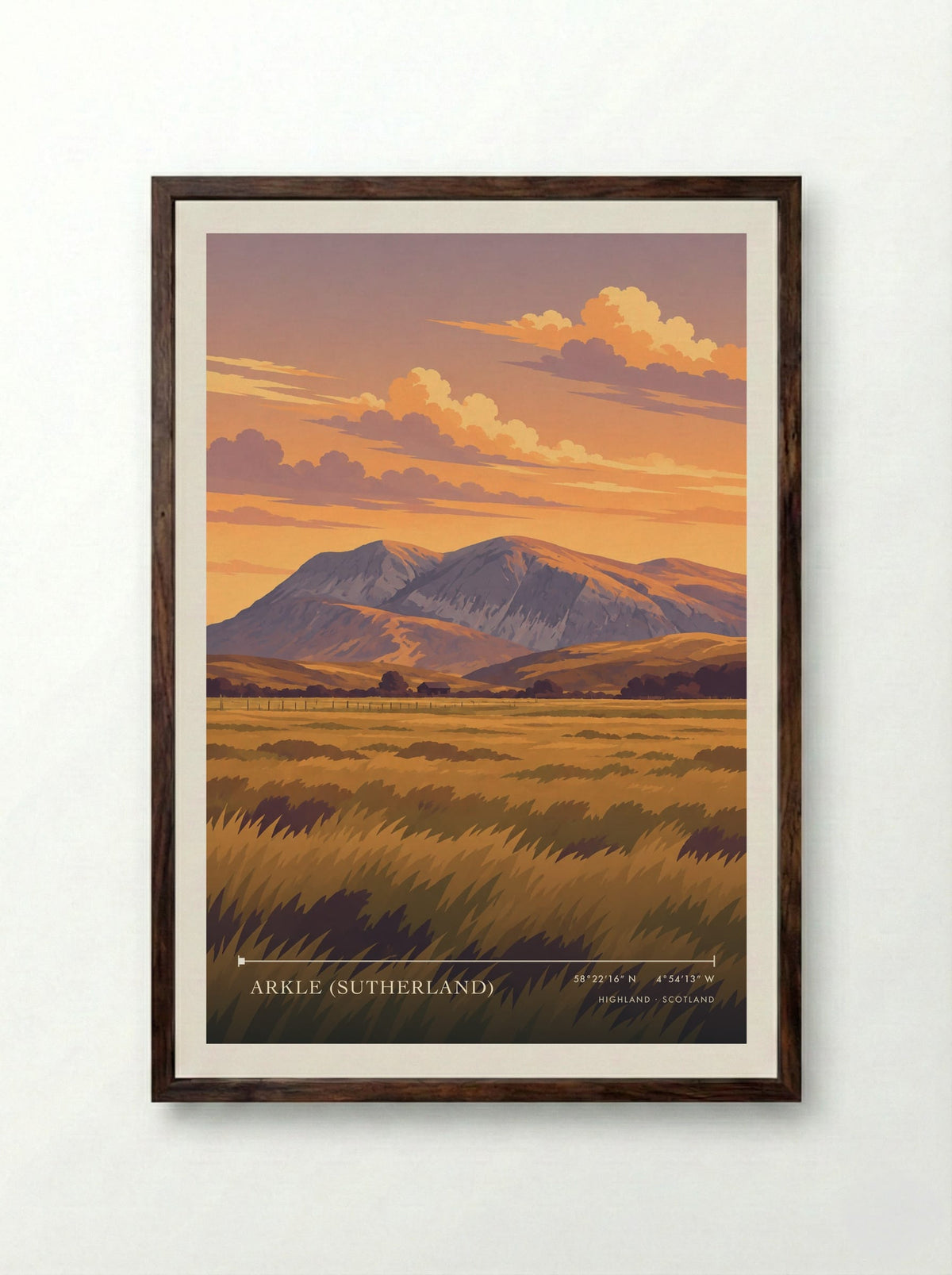 Arkle (Sutherland), Highland | Travel Poster - Framed Print Dark Wood