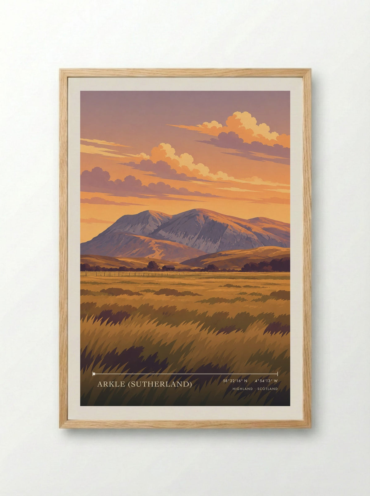 Arkle (Sutherland), Highland | Travel Poster - Framed Print Wood