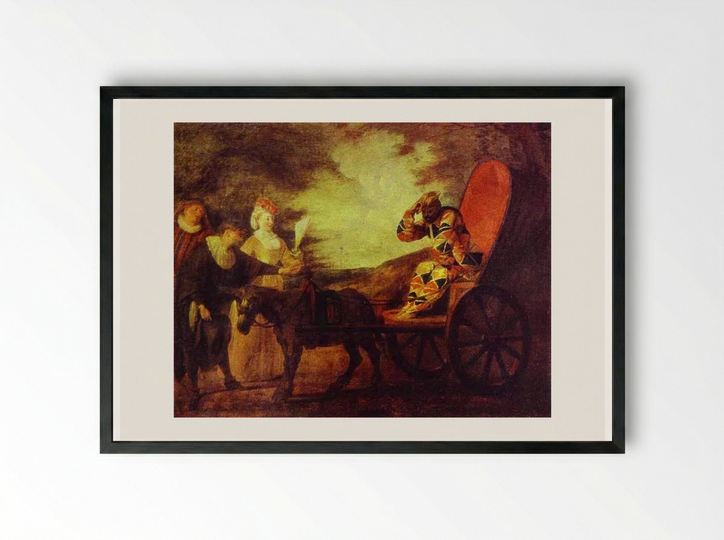 Arlecchino Emperor in the Moon - Antoine Watteau - Framed Print Black