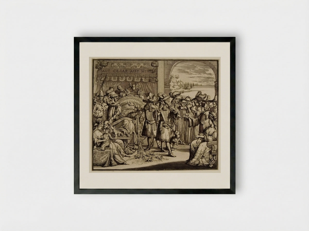 Arlequin Deodat et Pamirge Hypochondriaques - Romeyn de Hooghe - Framed Print Black