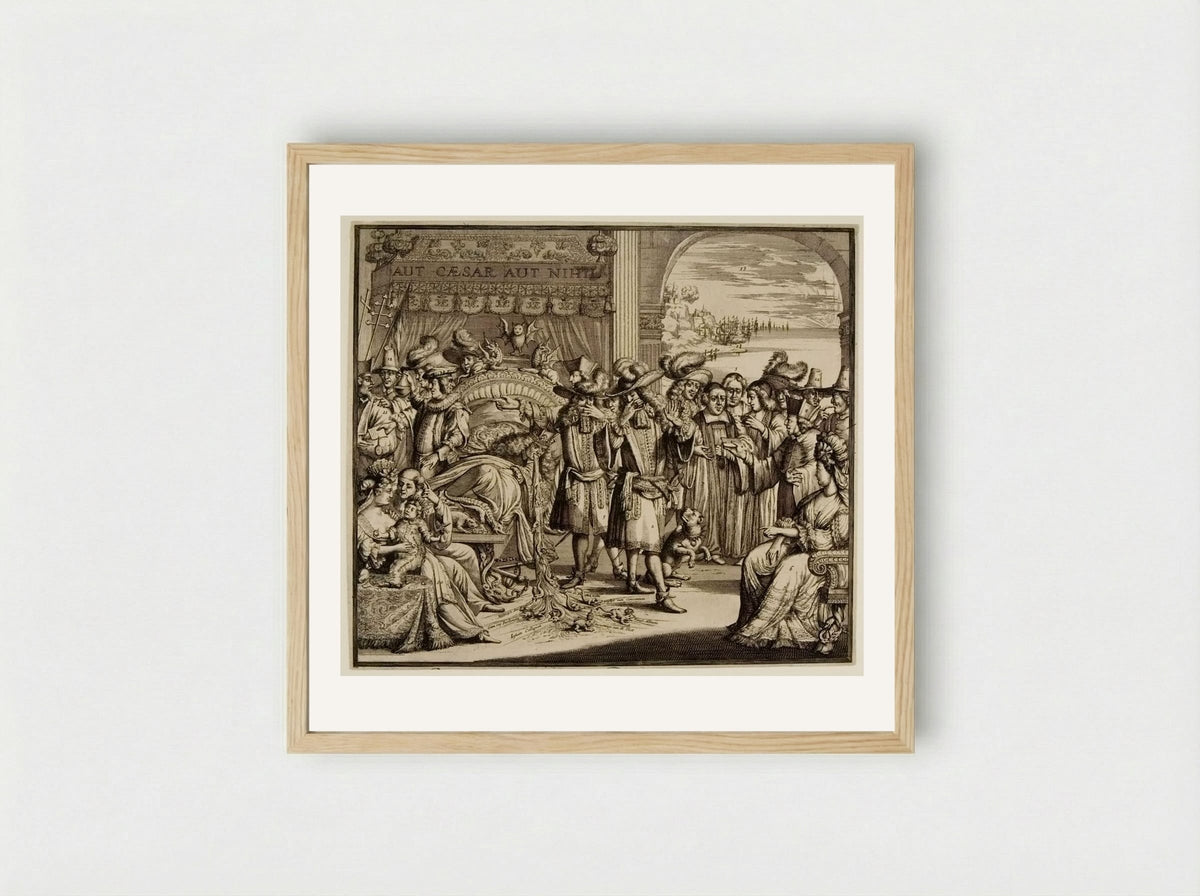 Arlequin Deodat et Pamirge Hypochondriaques - Romeyn de Hooghe - Framed Print Wood