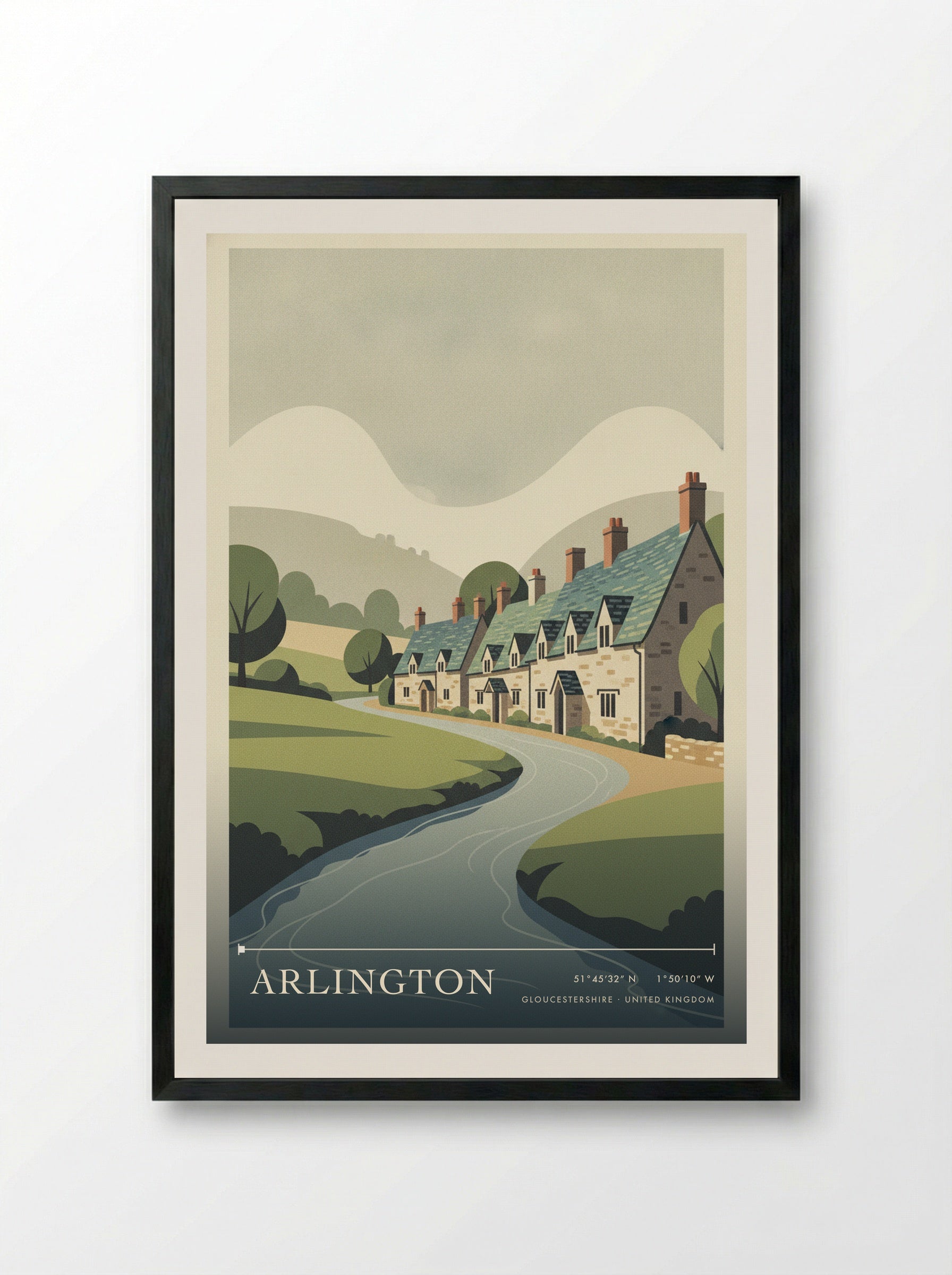 Arlington Gloucestershire United Kingdom Travel Poster - Framed Print Black