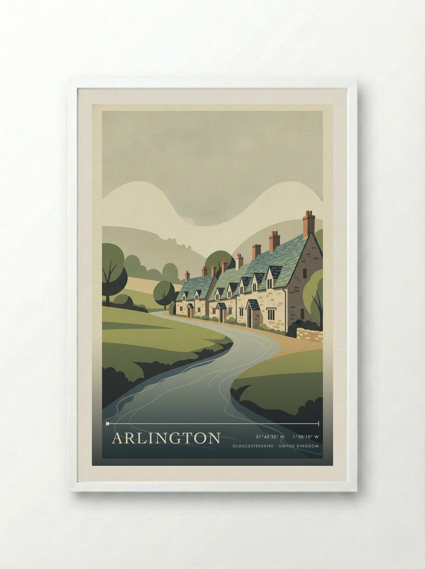 Arlington Gloucestershire United Kingdom Travel Poster - Framed Print White