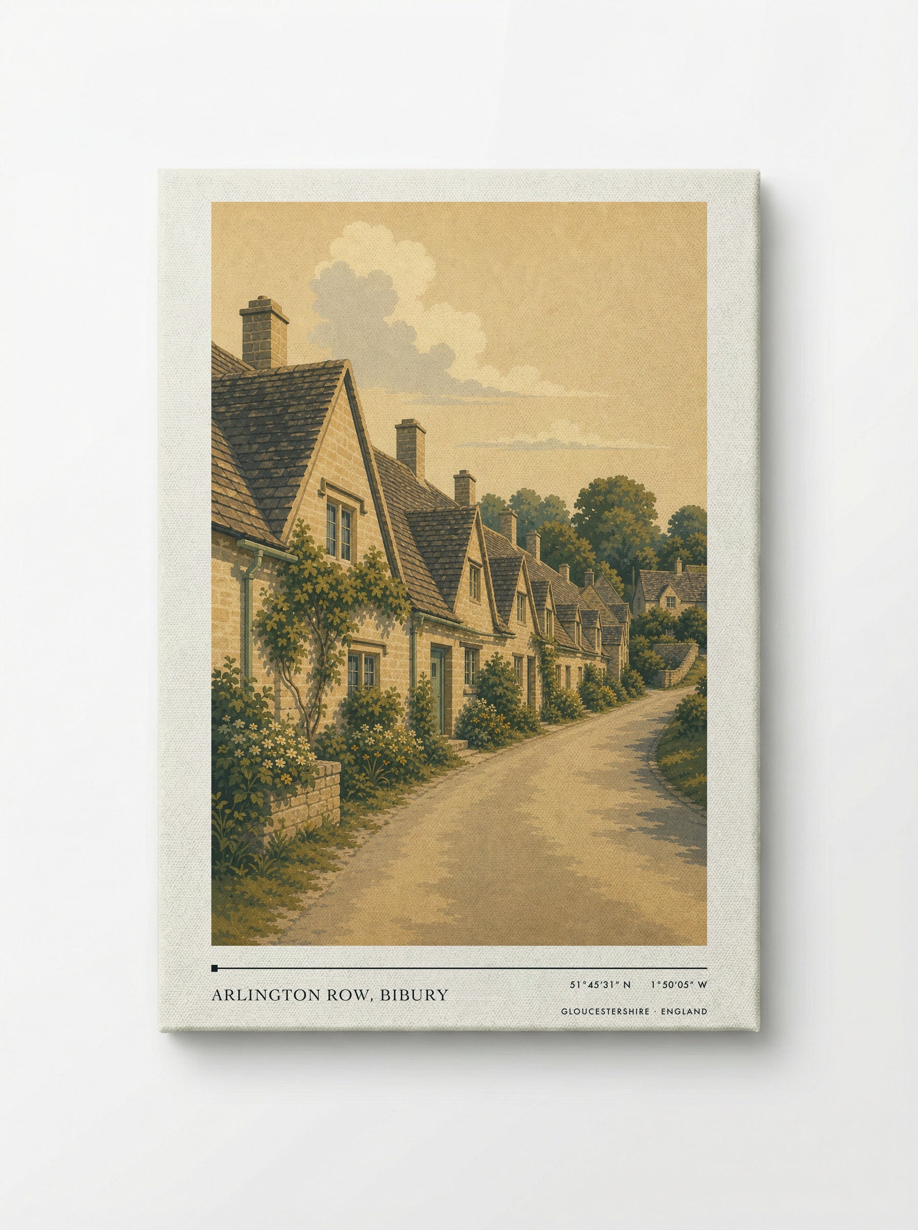 Arlington Row, Bibury Gloucestershire England Travel Poster - Canvas