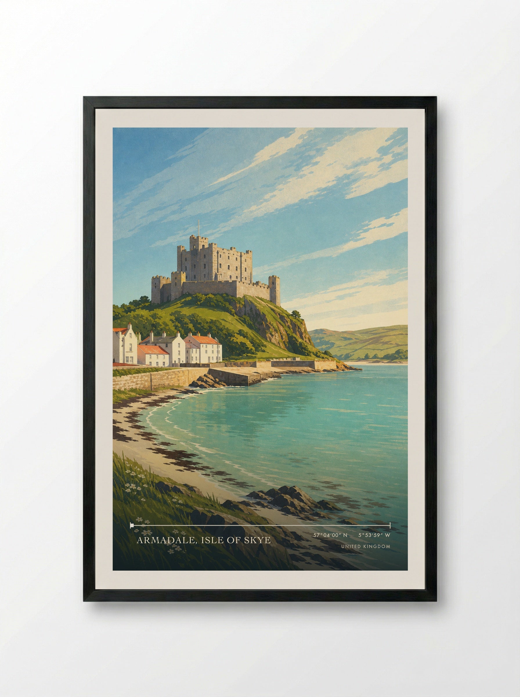 Armadale, Isle of Skye United Kingdom Travel Poster - Framed Print Black