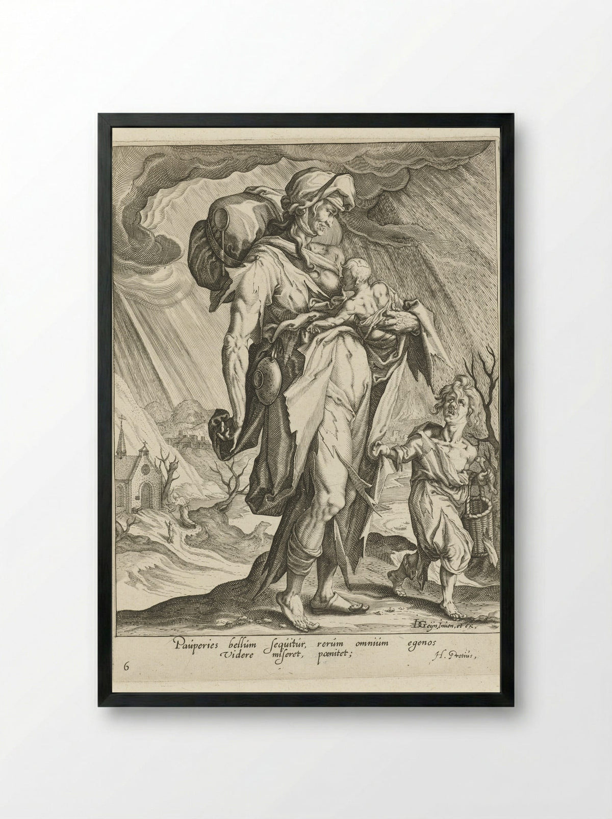 Armoede (Paupertas) - Zacharias Dolendo - Framed Print Black