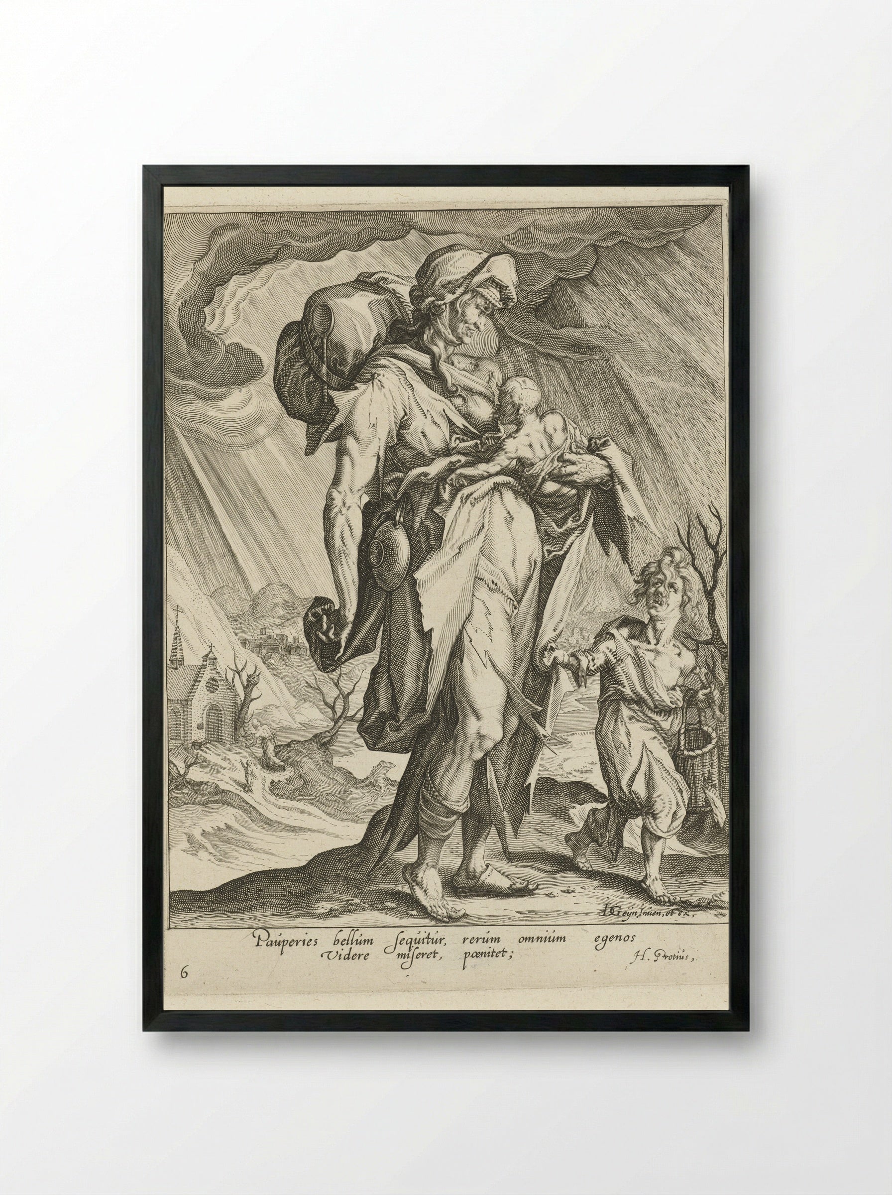Armoede (Paupertas) - Zacharias Dolendo - Framed Print Black