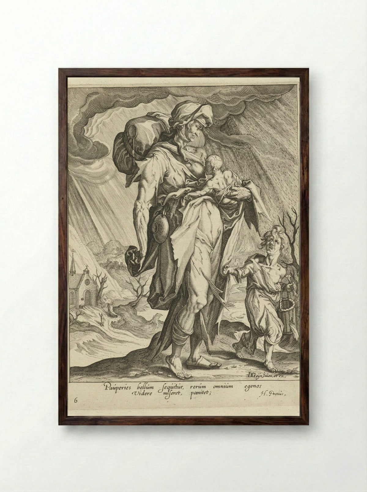 Armoede (Paupertas) - Zacharias Dolendo - Framed Print Dark Wood