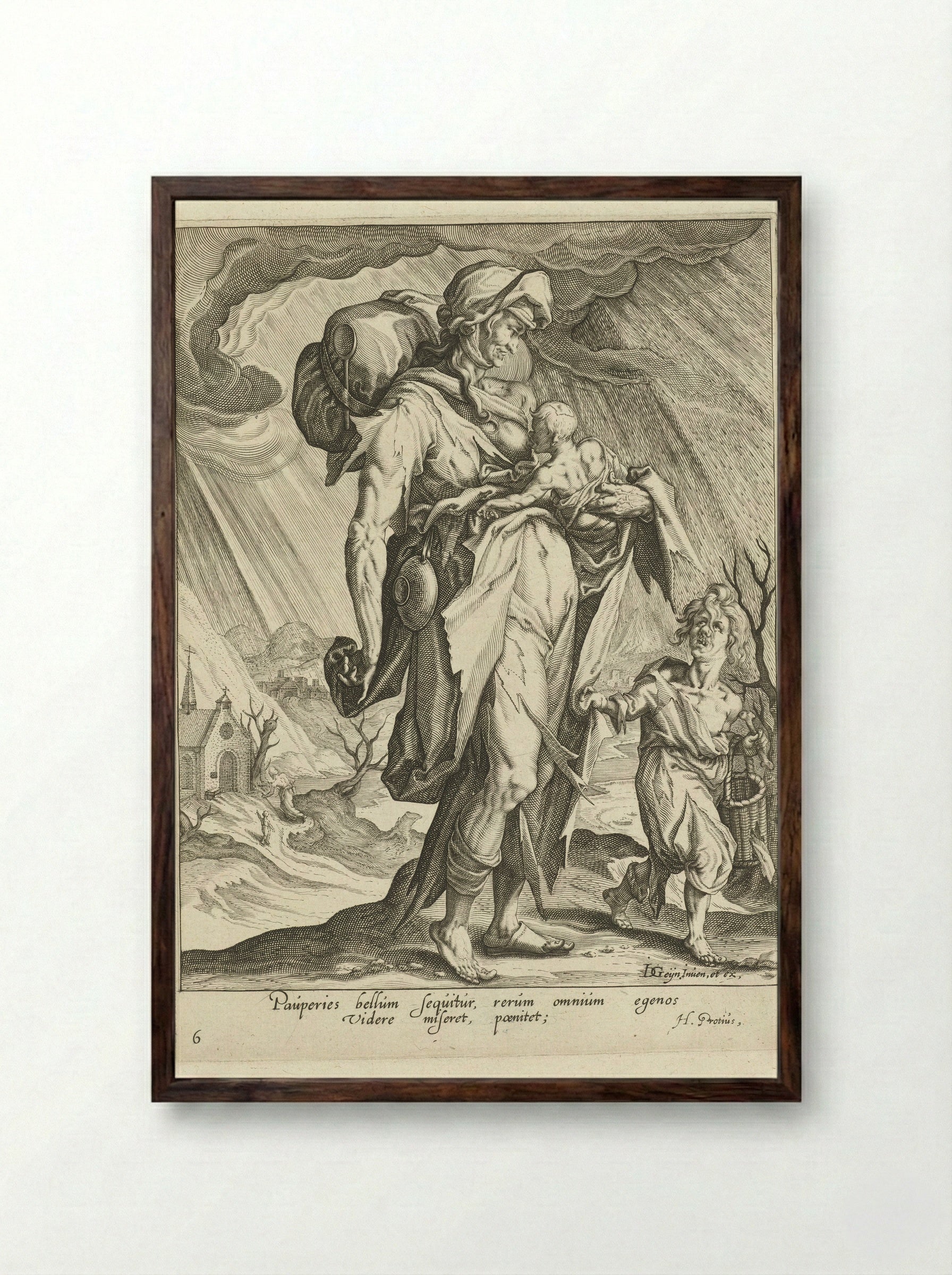 Armoede (Paupertas) - Zacharias Dolendo - Framed Print Dark Wood