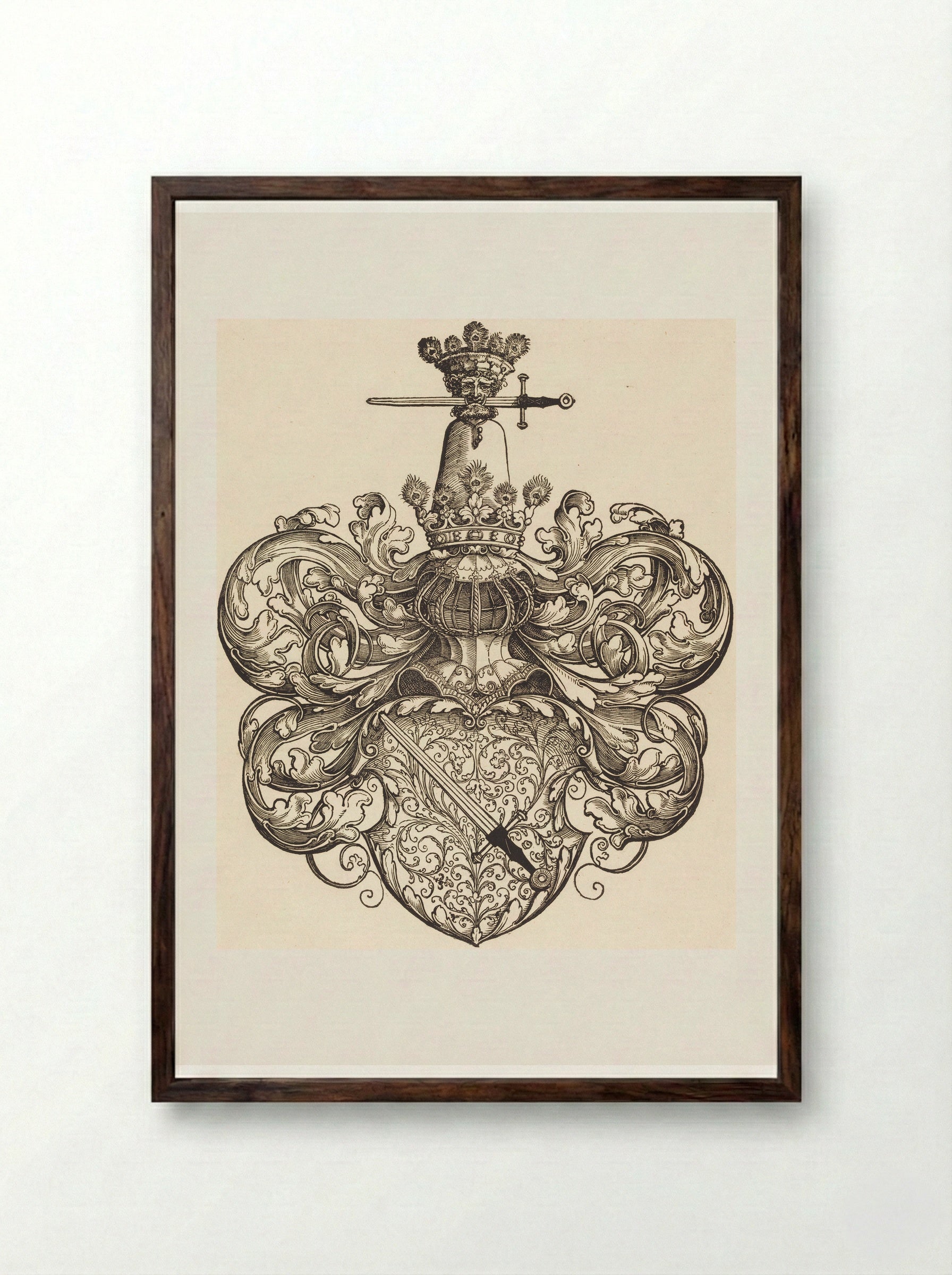 Arms of Beham - Sebald Beham - Framed Print Dark Wood