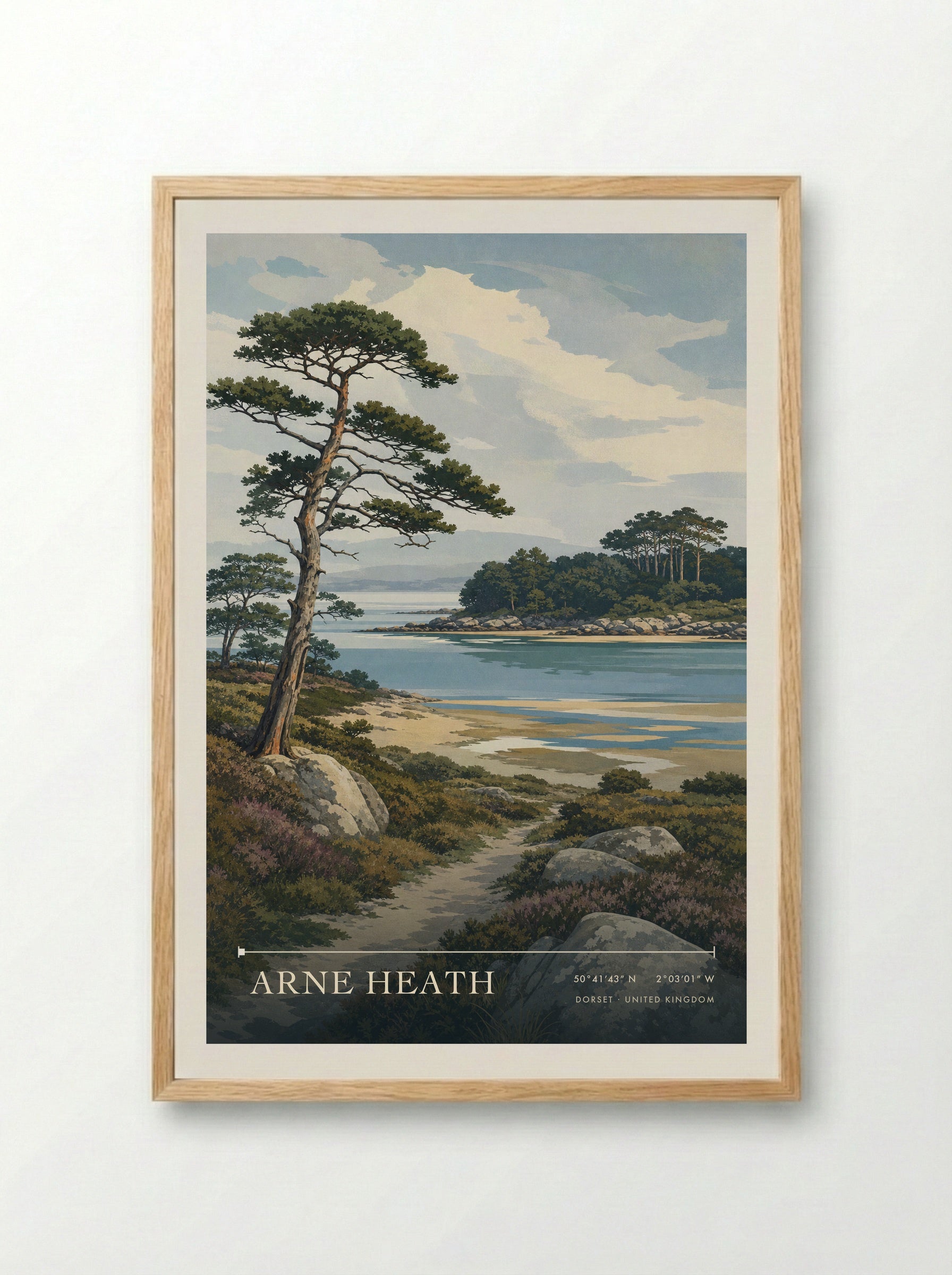 Arne Heath Dorset United Kingdom Travel Poster - Framed Print Wood