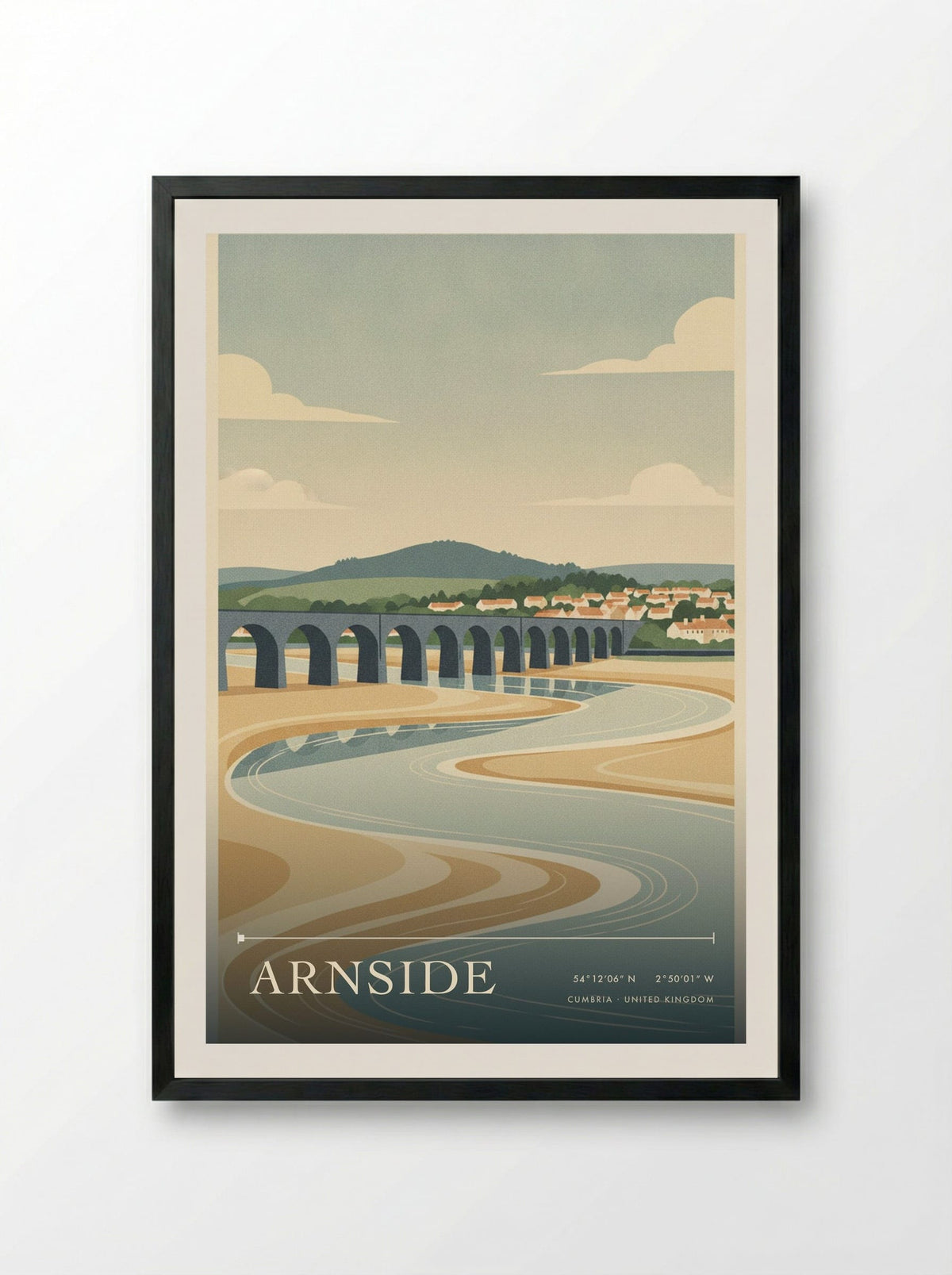 Arnside Cumbria United Kingdom Travel Poster - Framed Print Black